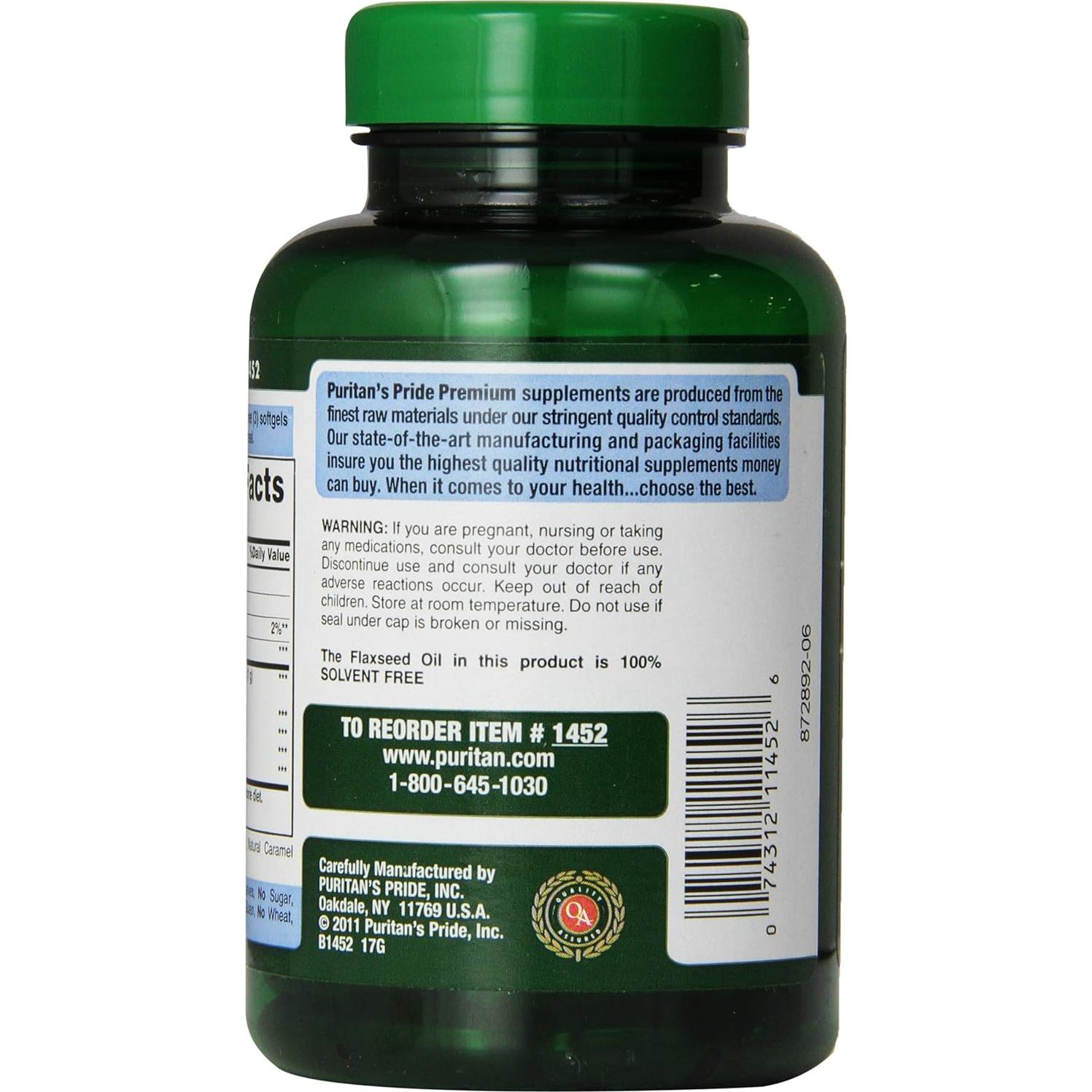 Aceite de Linaza Natural Puritan's Pride 1000 mg Omega 3, 6 y 9