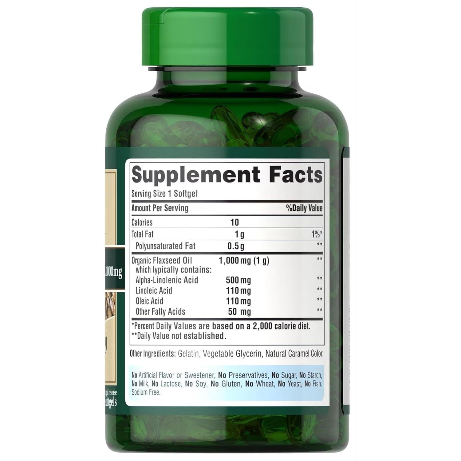 Aceite de Linaza Natural Puritan's Pride 1000 mg Omega 3, 6 y 9