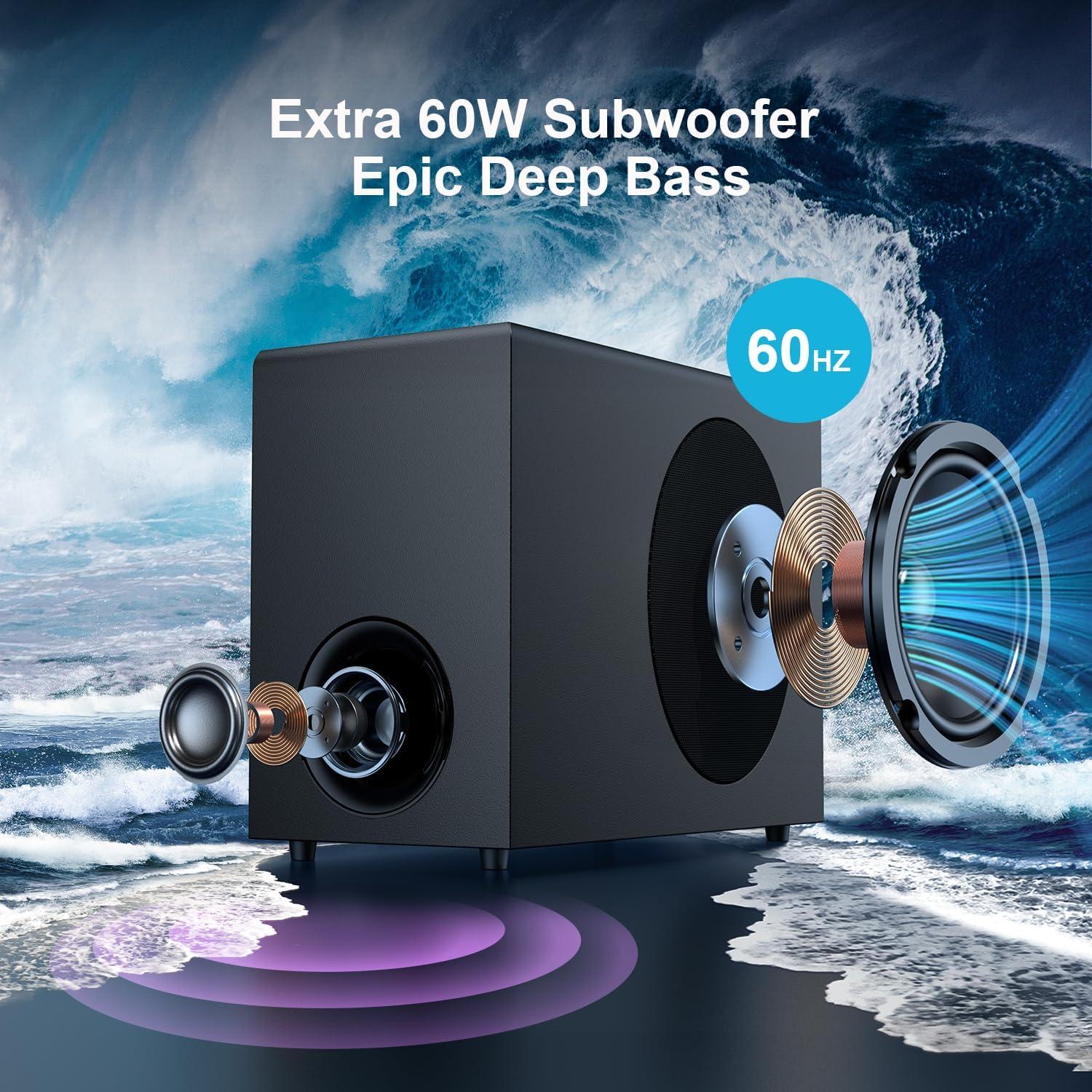 Barra de Sonido MZEIBO 120W con Subwoofer Bluetooth 5.0