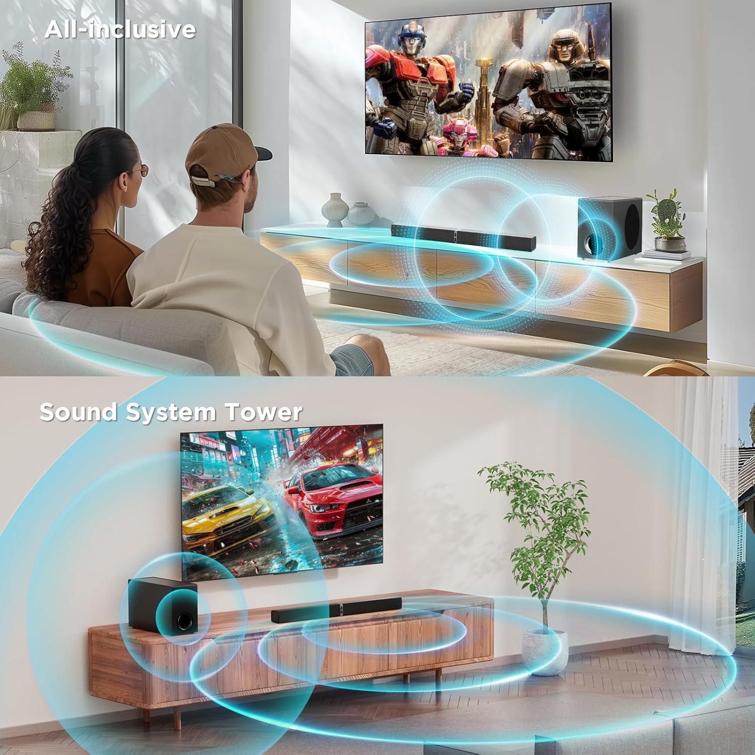 Barra de Sonido MZEIBO 120W con Subwoofer Bluetooth 5.0