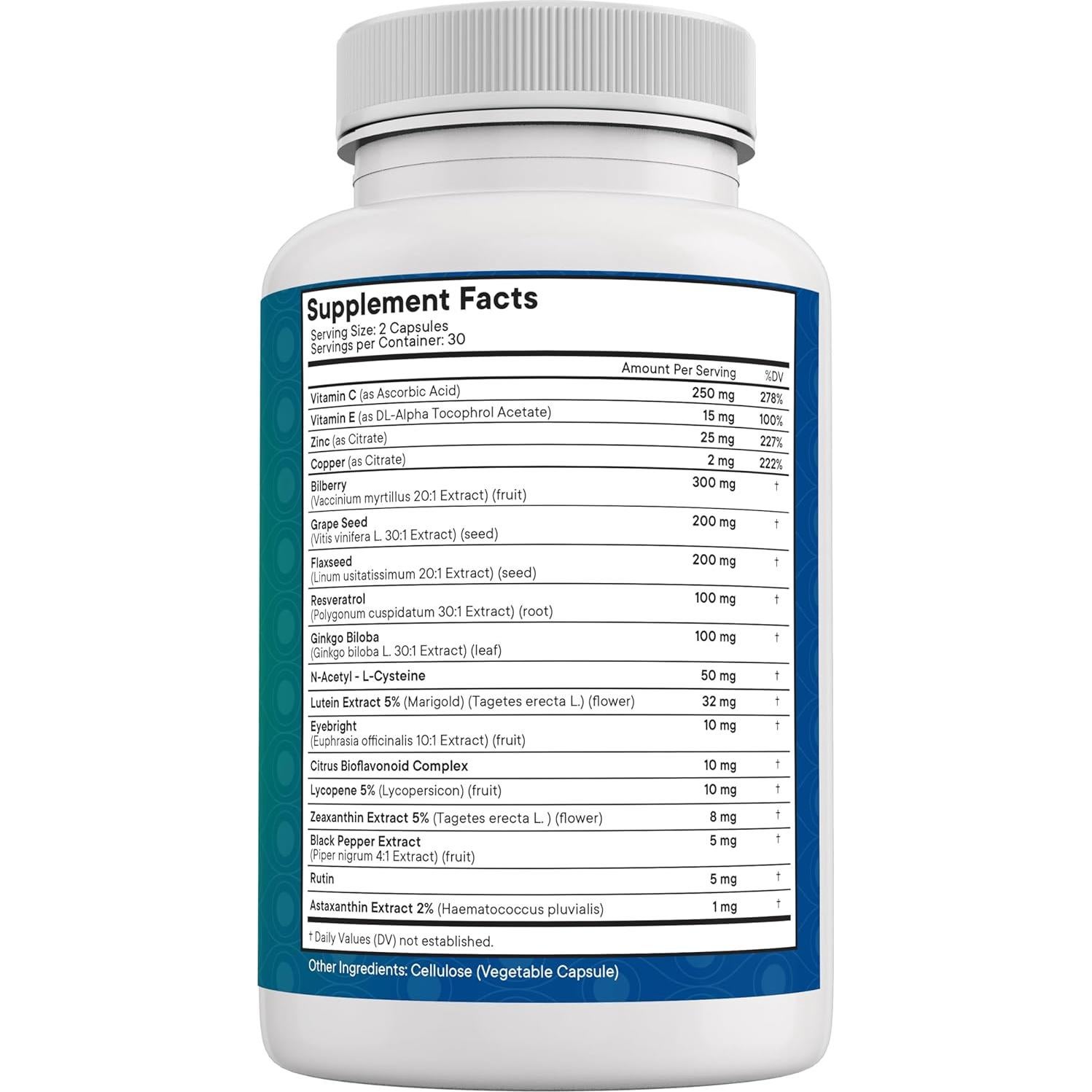 Vitaminas Oculares NEW AGE con Bilberry y Luteína - 60 Cápsulas