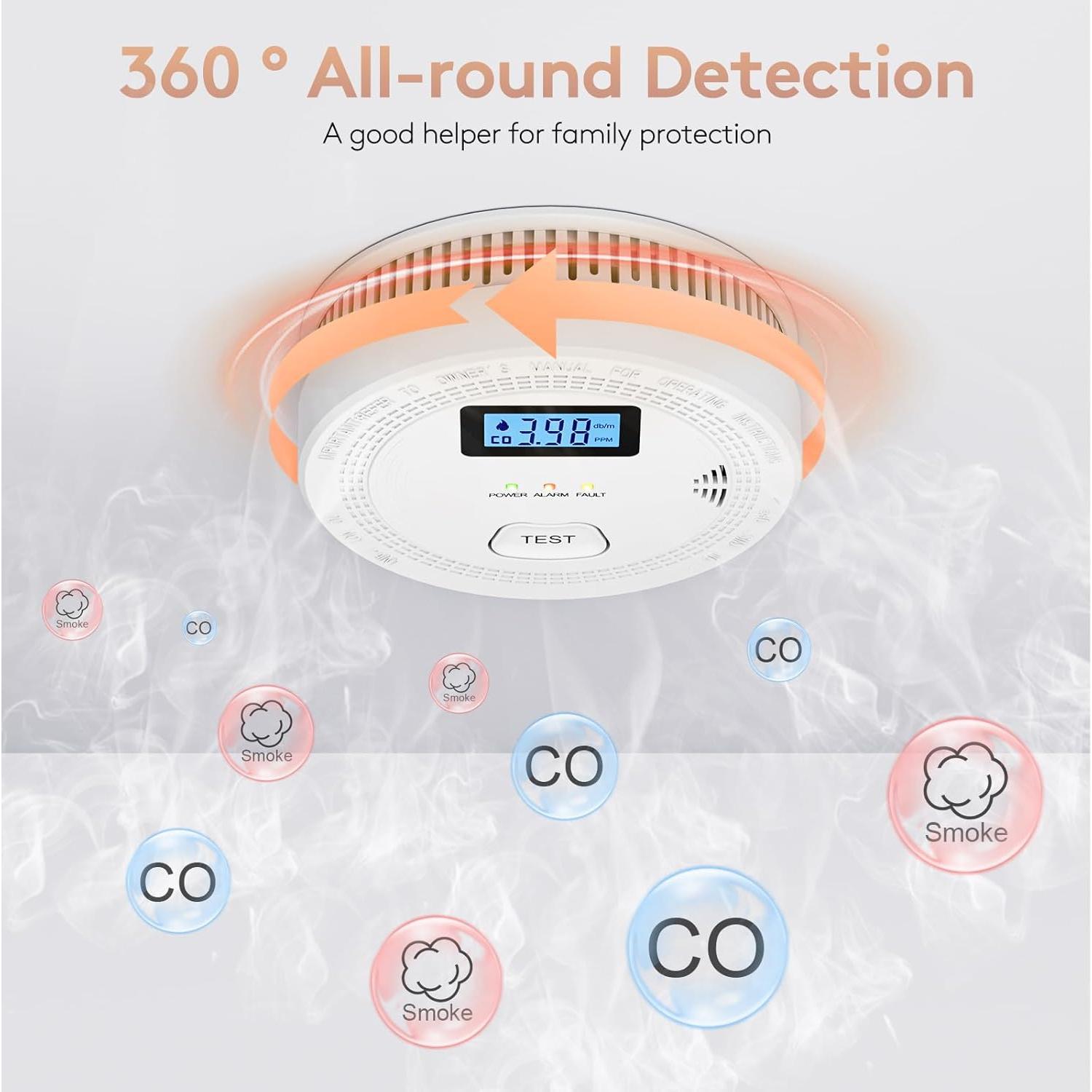 Detector de Humo y Monóxido de Carbono OLUNCLE 2 en 1 85dB