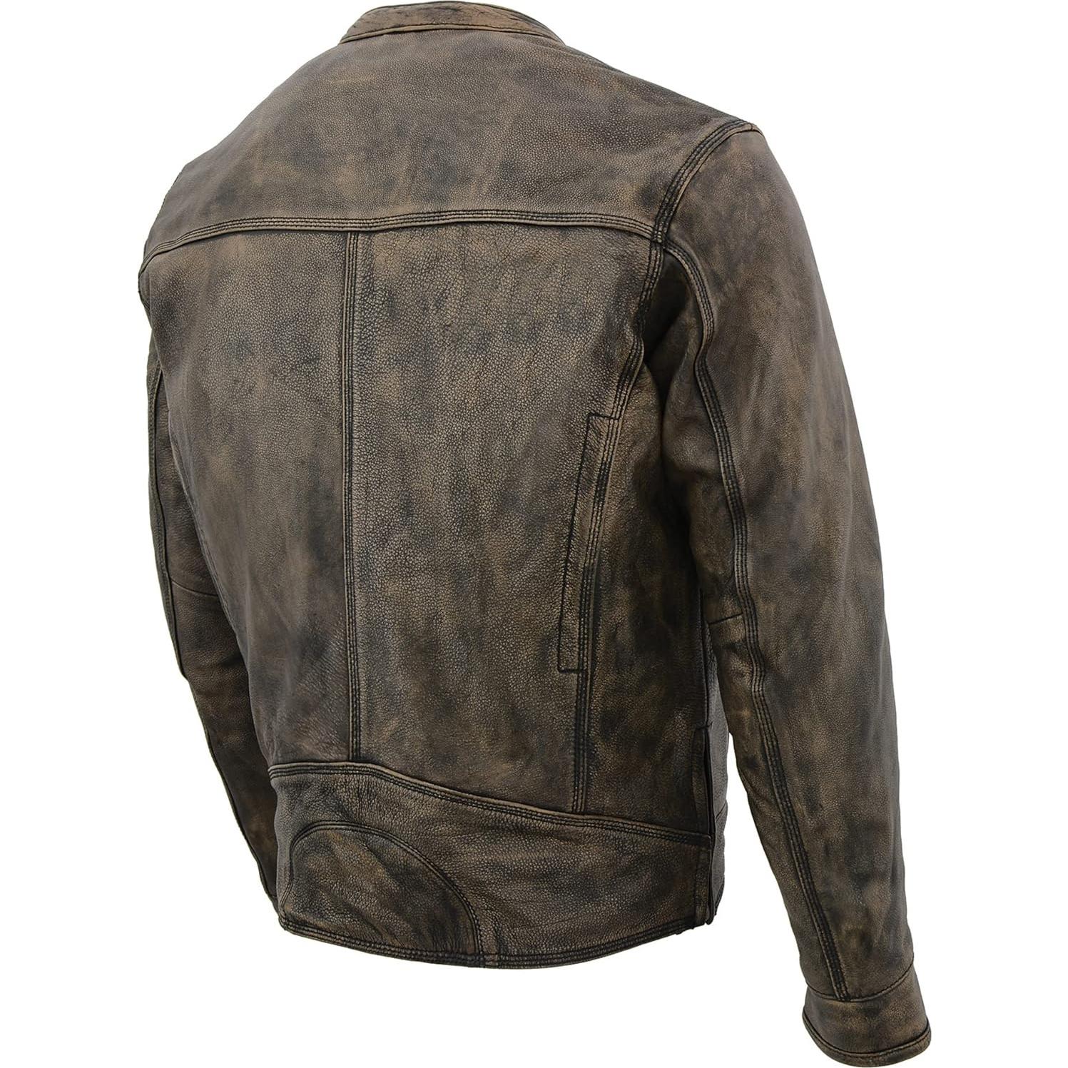 Chaqueta de motocicleta cuero marrón Milwaukee 3X grande