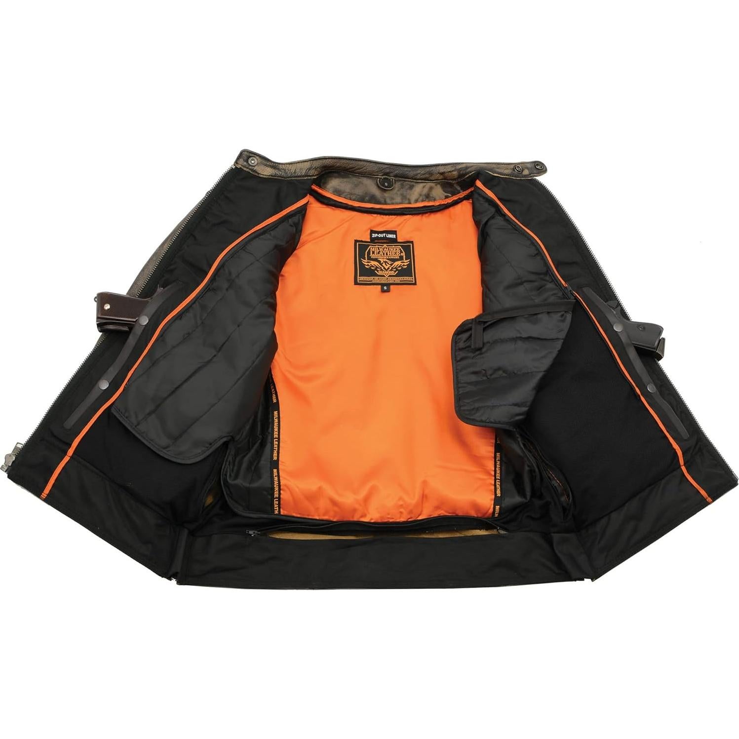 Chaqueta de motocicleta cuero marrón Milwaukee 3X grande