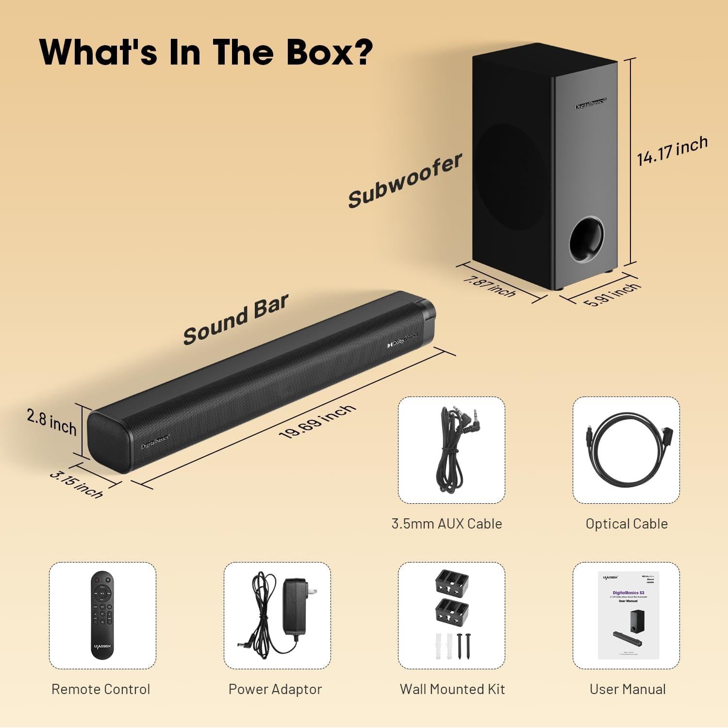 Barra de Sonido 2.1CH Chaowei con Subwoofer 70W y Bluetooth 5.3