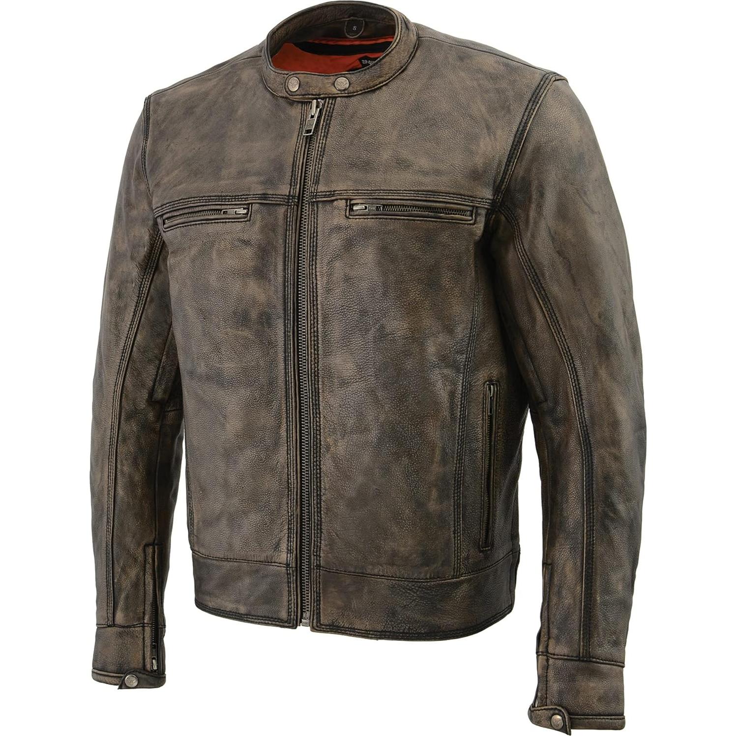 Chaqueta de motocicleta cuero Milwaukee SD1550 5X Grande Marrón