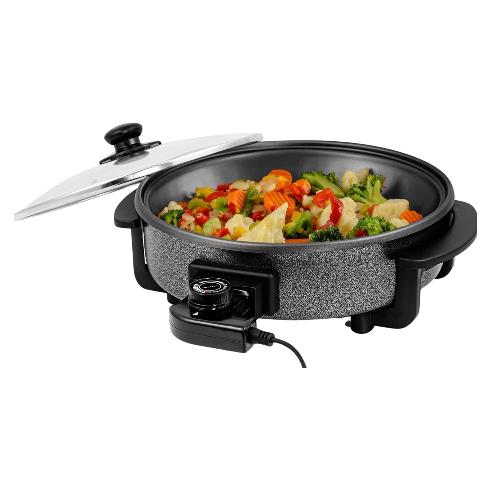 Sartén Eléctrica OVENTE 30 cm Antiadherente 1400W Tapa Vidrio