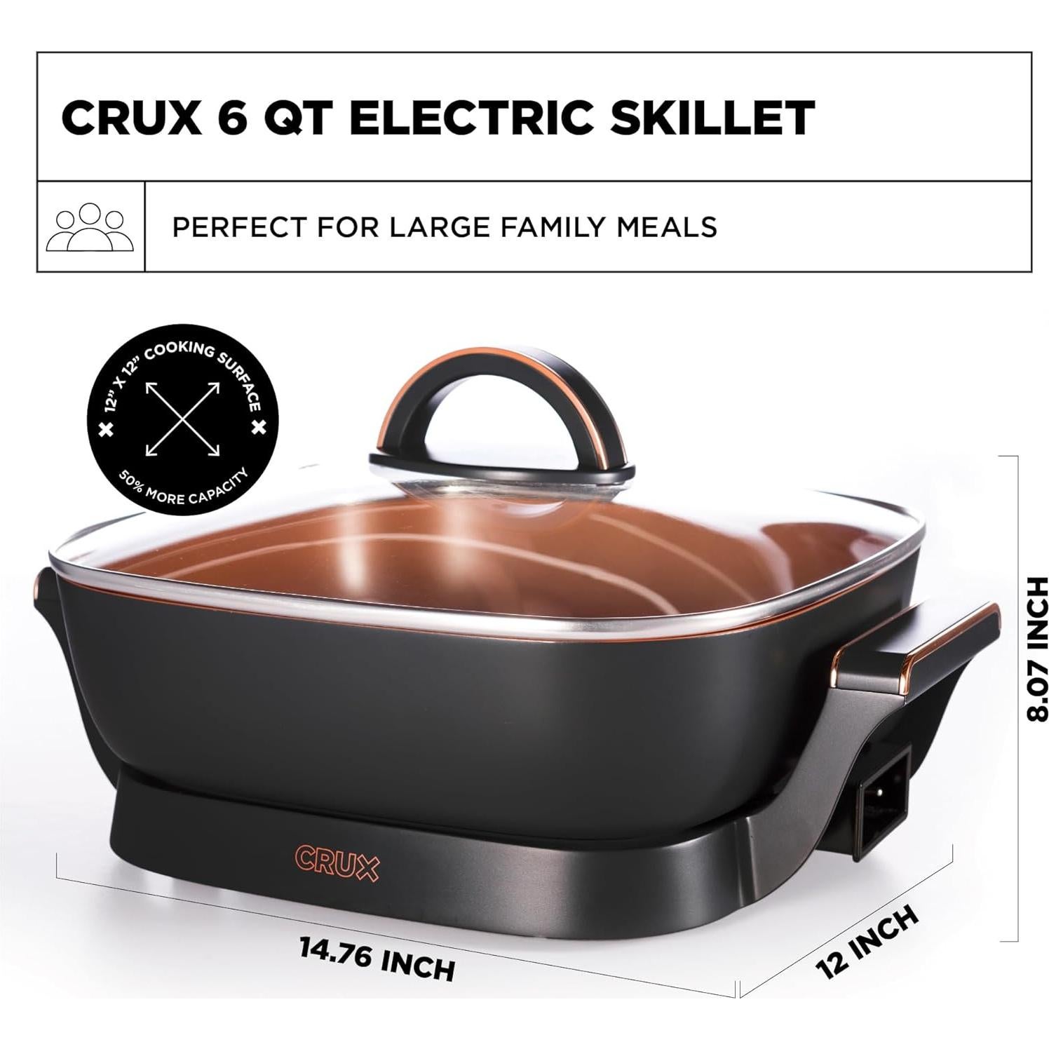 Sartén Eléctrica Crux Extra Profunda 30.48 cm Antiadherente