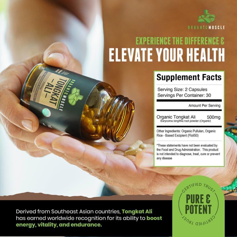 Suplemento Tongkat Ali Orgánico Musculo Orgánico 500mg 60 Cápsulas