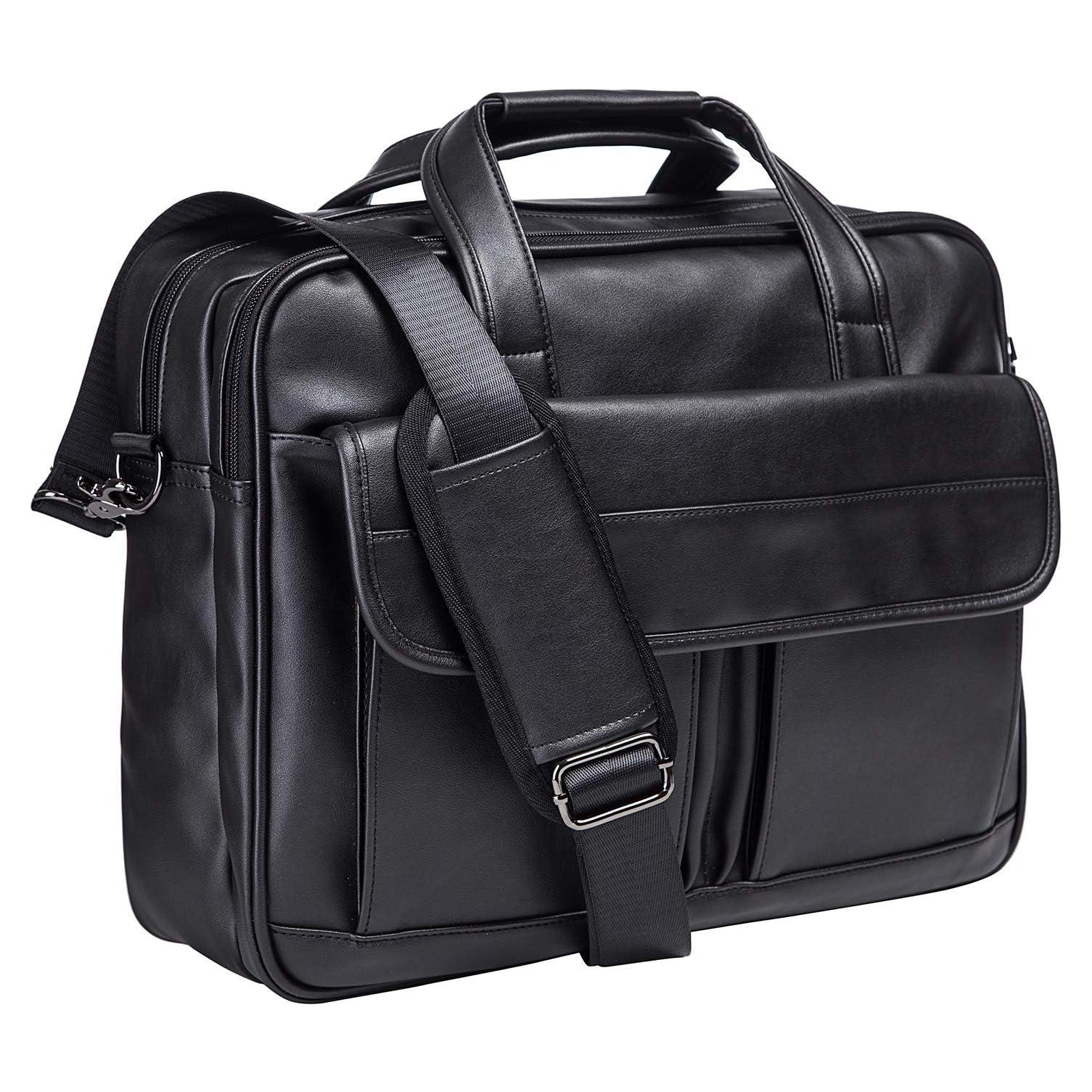 Maletín de Negocios Seyfocnia para Laptop 17.3" Cuero Negro