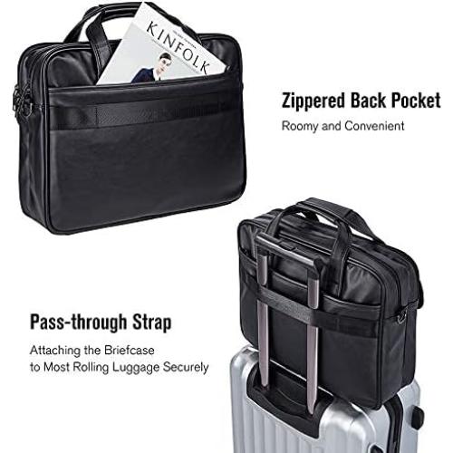 Maletín de Negocios Seyfocnia para Laptop 17.3" Cuero Negro