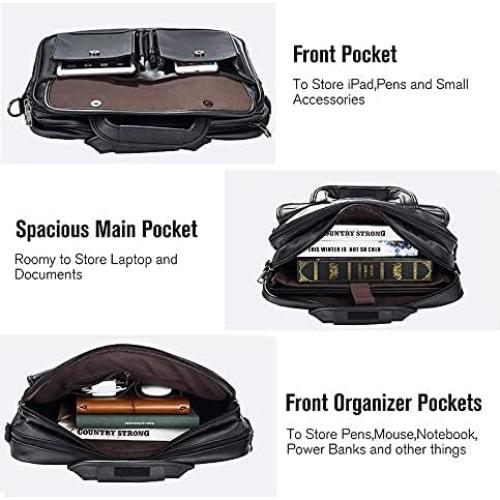 Maletín de Negocios Seyfocnia para Laptop 17.3" Cuero Negro