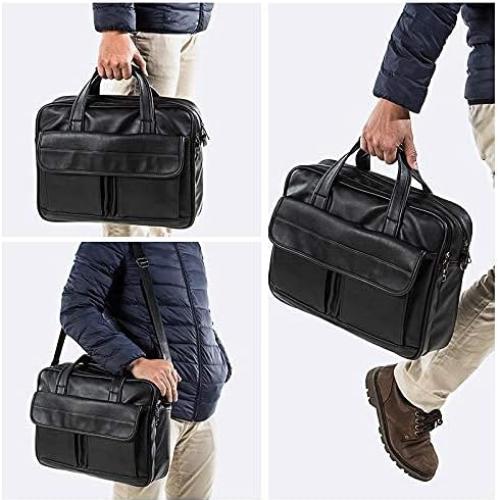 Maletín de Negocios Seyfocnia para Laptop 17.3" Cuero Negro