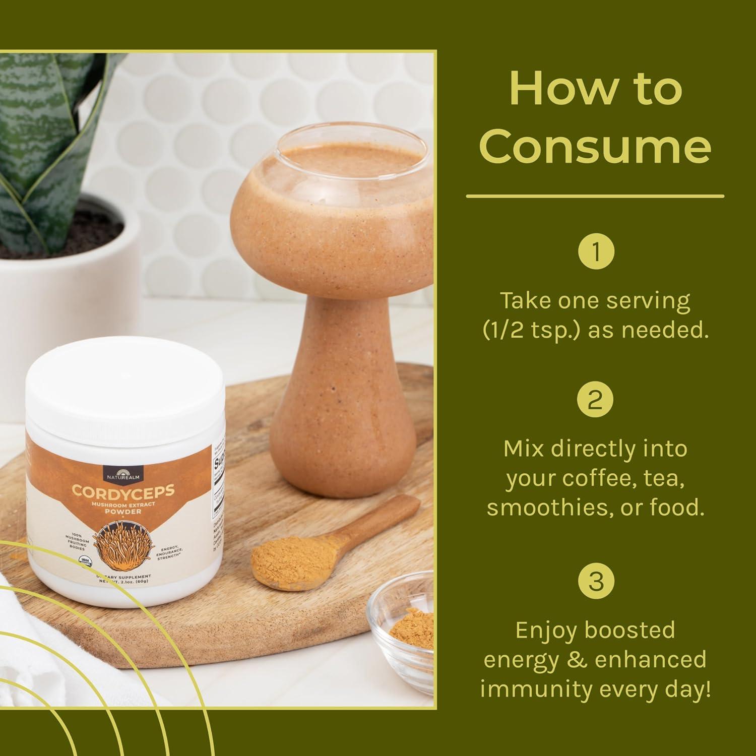 Polvo de Hongo Cordyceps Naturealm 59.5g - Energía y Enfoque