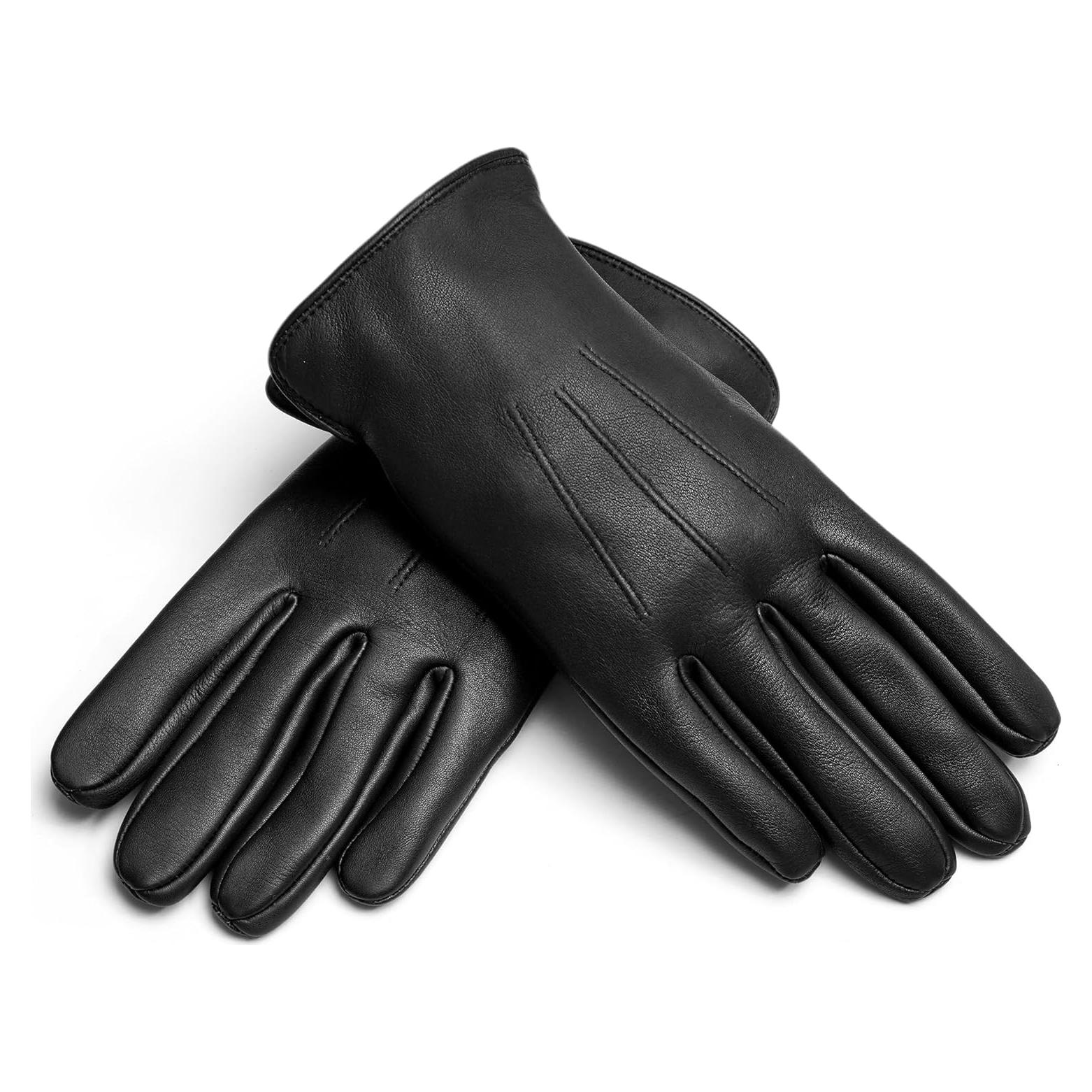 Guantes de Cuero de Invierno M&H SINCE 1978 para Hombre - Negros