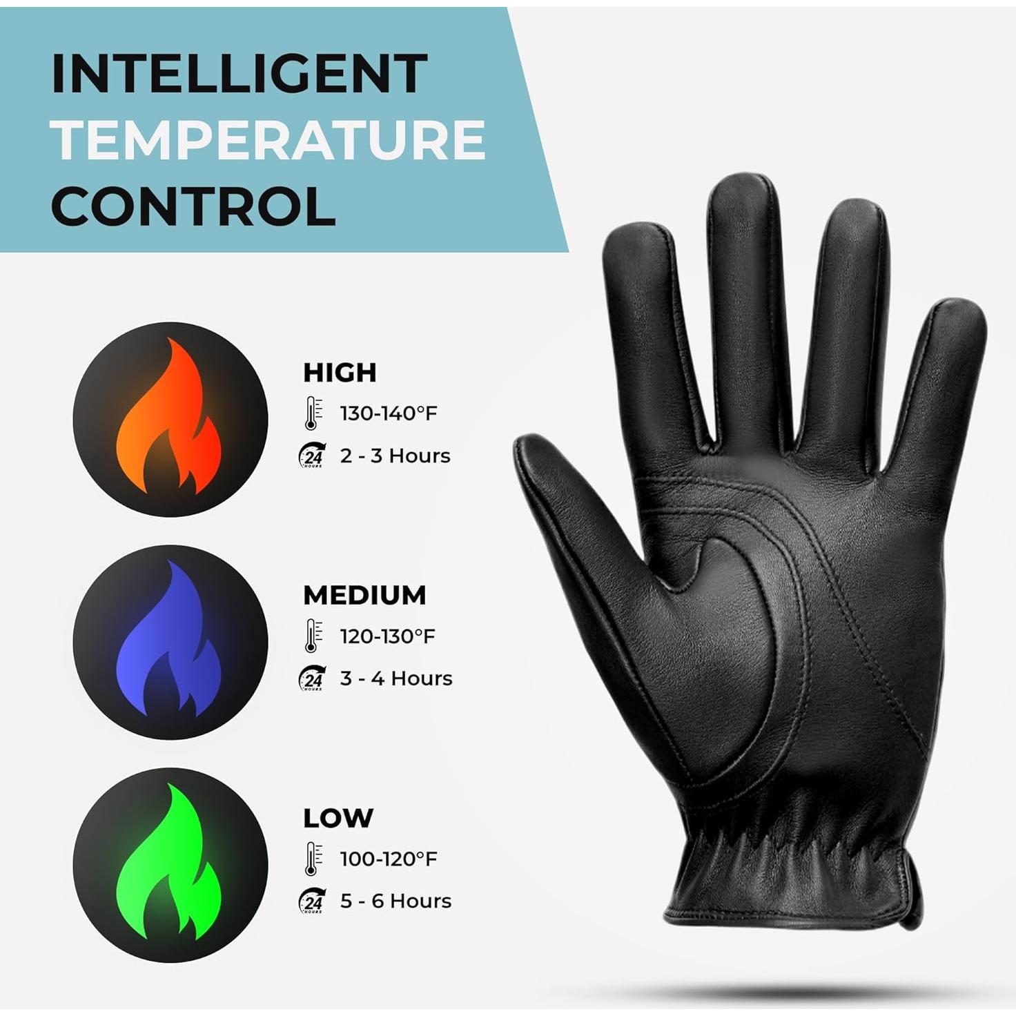 Guantes de Cuero de Invierno M&H SINCE 1978 para Hombre - Negros