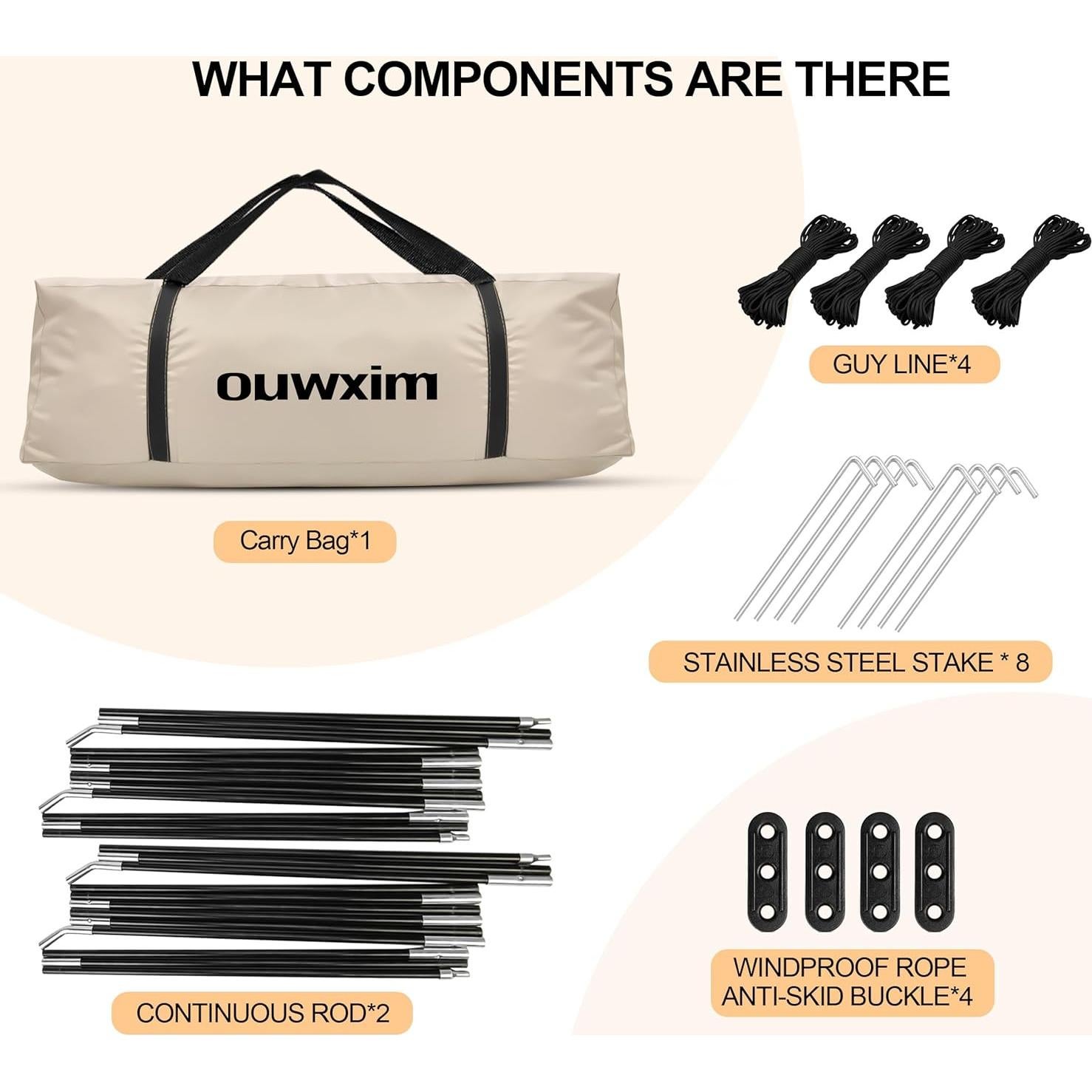 Carpa de Camping Ouwxim 8-10 Personas Impermeable 320x320 cm