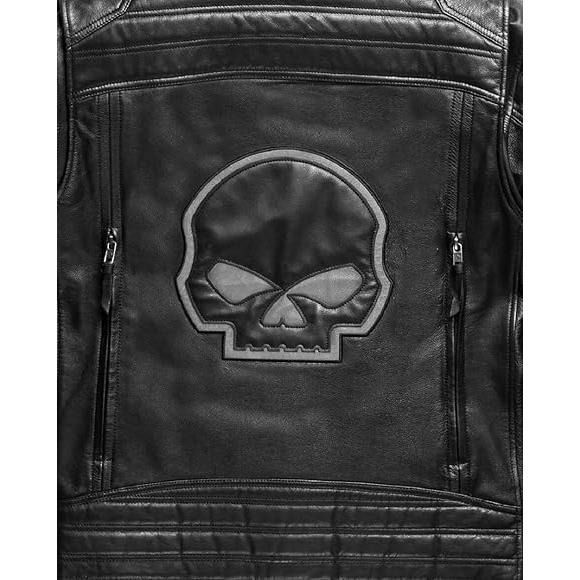 Chaqueta de Cuero para Hombre Passing Link Negra con Capucha Removible