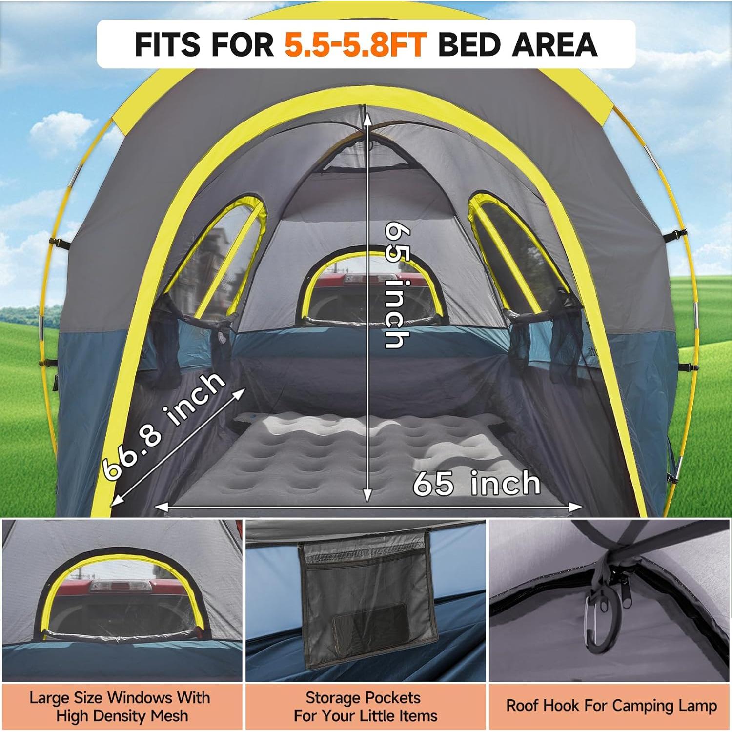 Carpa para Cama de Camioneta Umbrauto 5.5-6ft Impermeable Azul