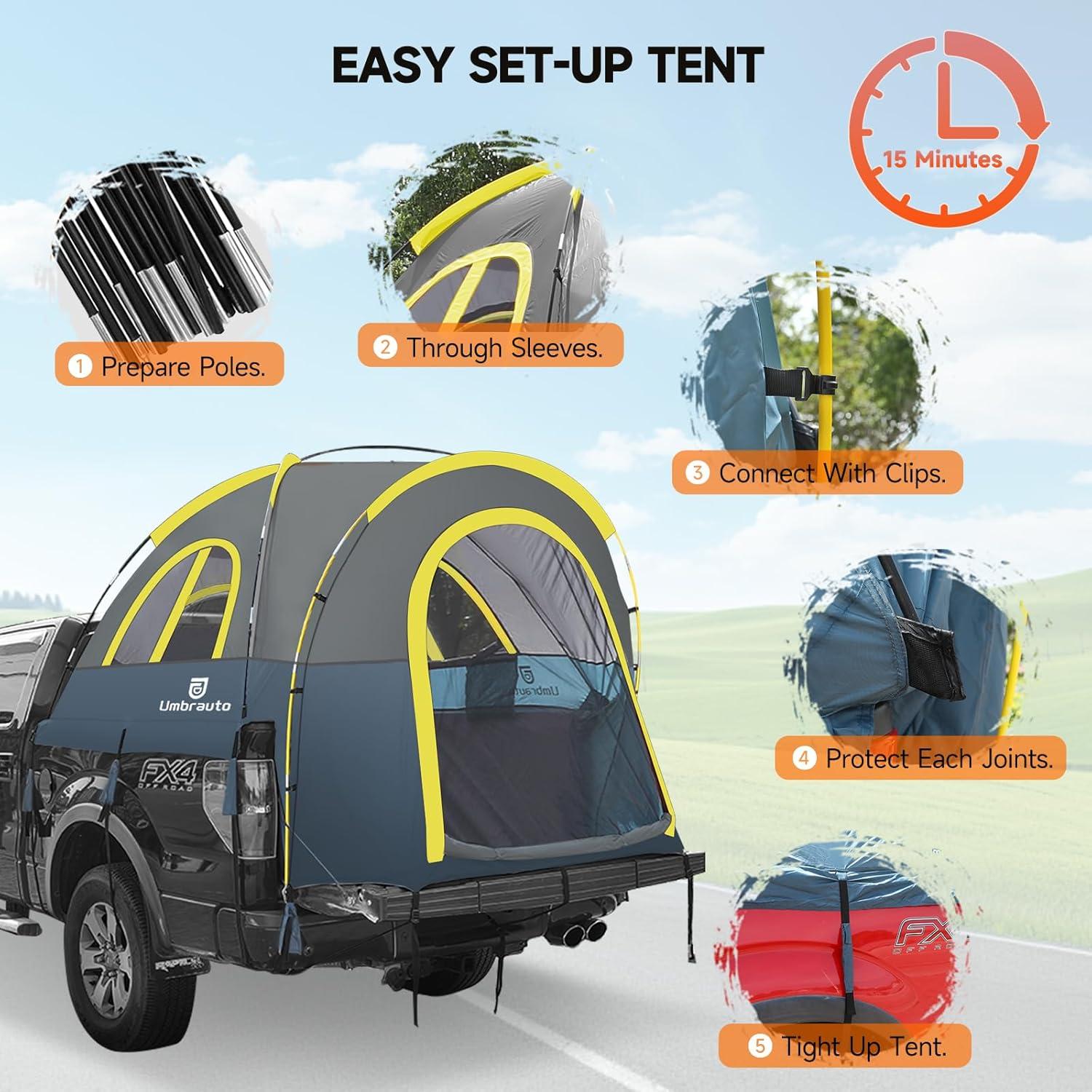 Carpa para Cama de Camioneta Umbrauto 5.5-6ft Impermeable Azul