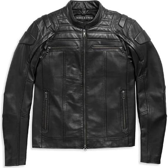 Chaqueta de Cuero Hombre Passing Link Negra con Capucha