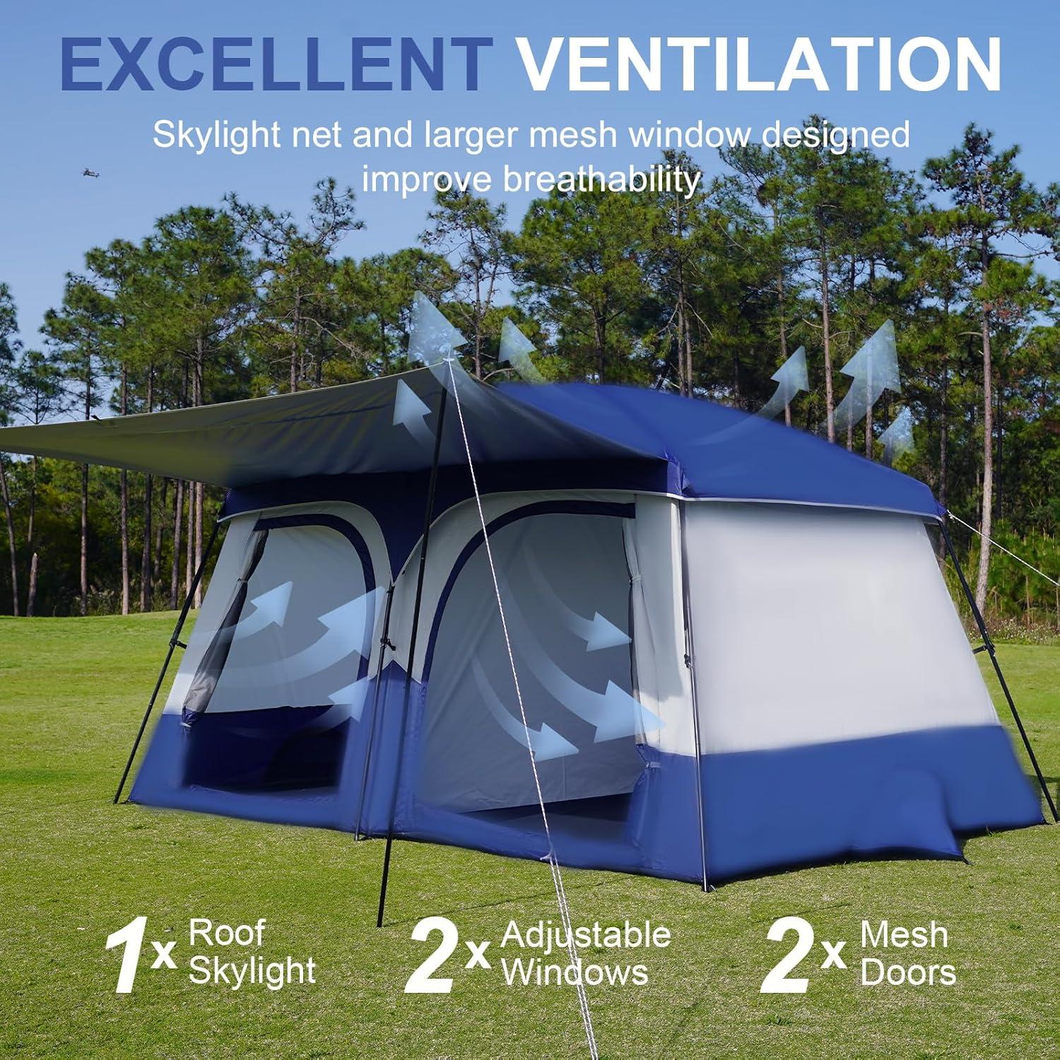 Tienda de Camping Vidalido para 4 Personas Impermeable Azul