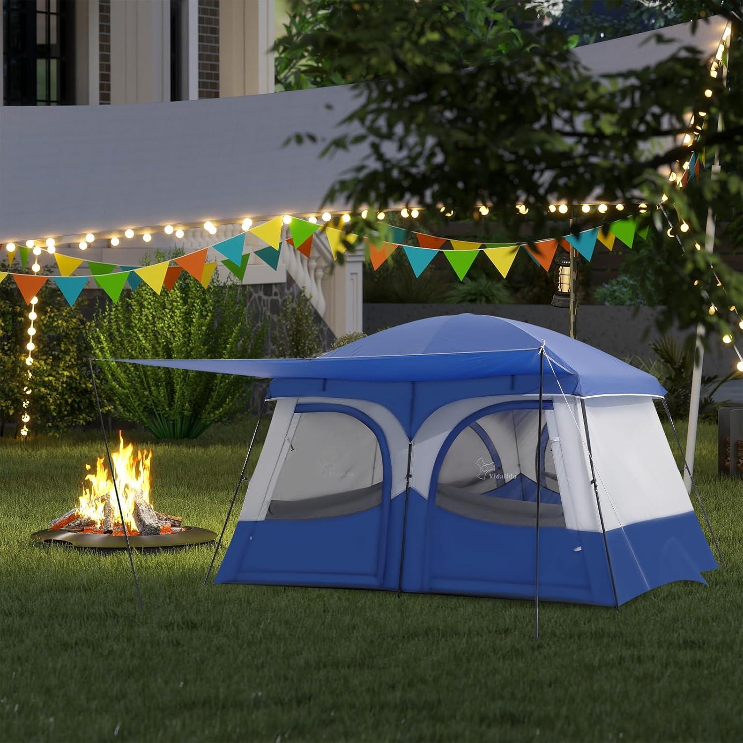 Tienda de Camping Vidalido para 4 Personas Impermeable Azul