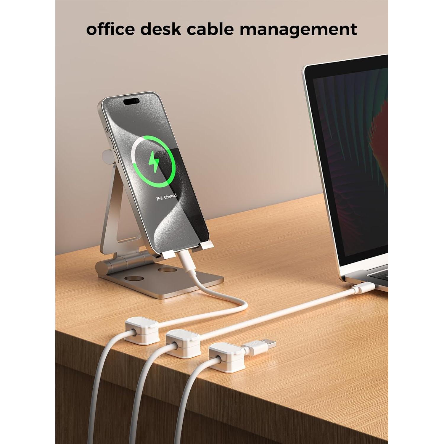 6 Clips de Cable Elástico KMOUANTS - Organizador de Escritorio