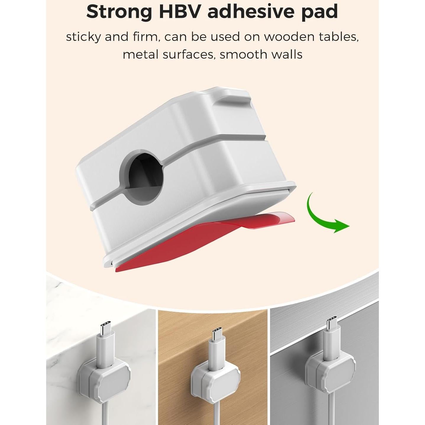 6 Clips de Cable Elástico KMOUANTS - Organizador de Escritorio