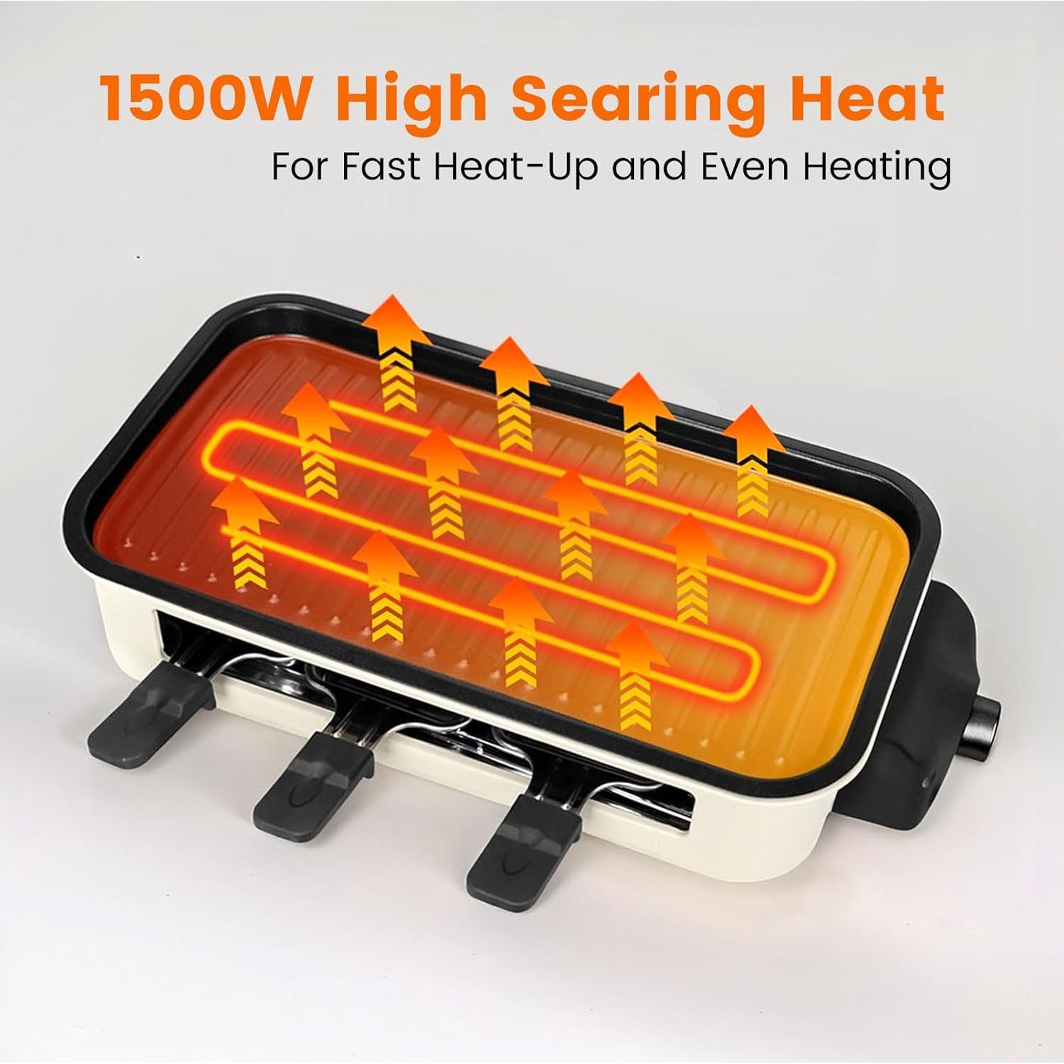 Parrilla eléctrica interior 2 en 1 NAUQUOHZ 1500W antiadherente