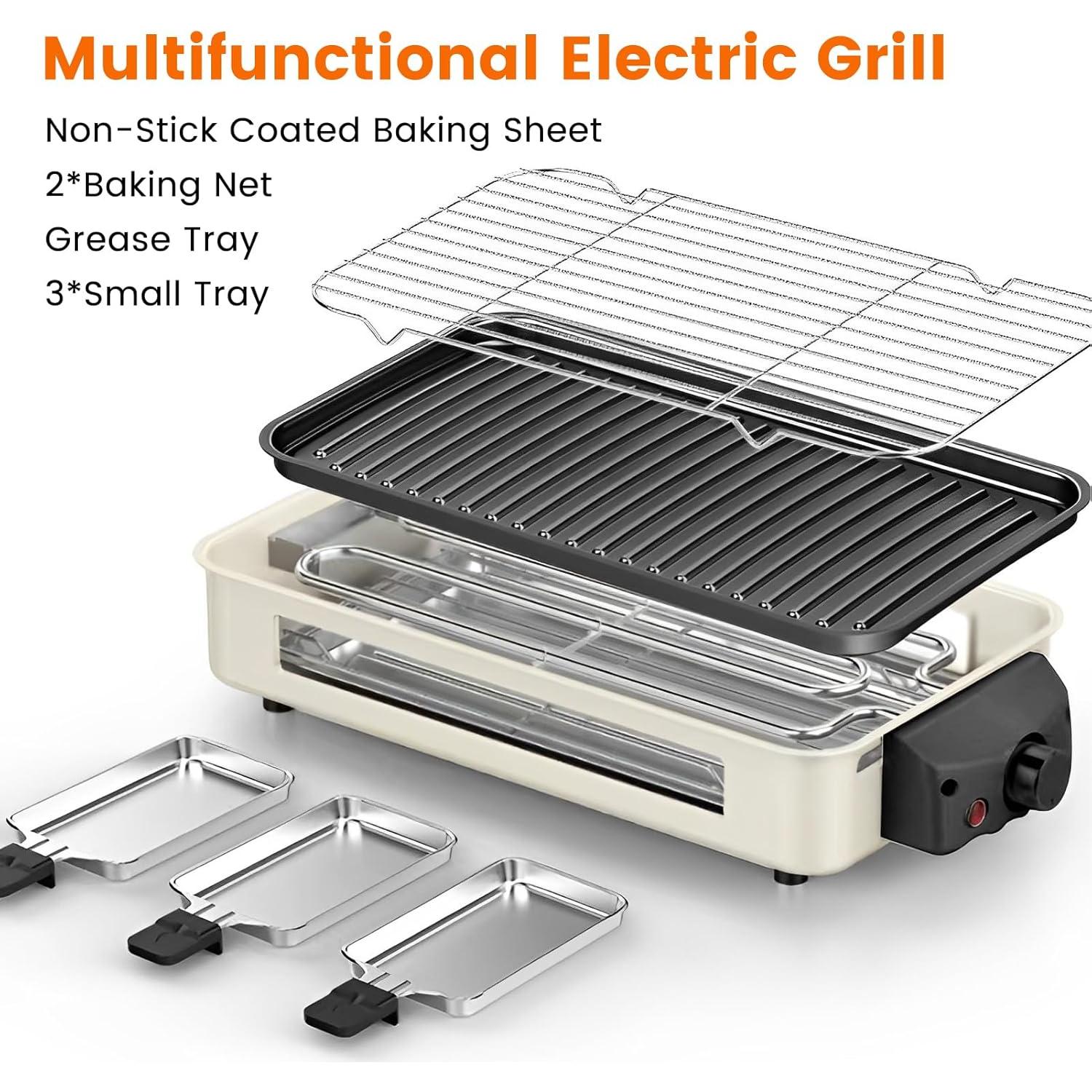 Parrilla eléctrica interior 2 en 1 NAUQUOHZ 1500W antiadherente