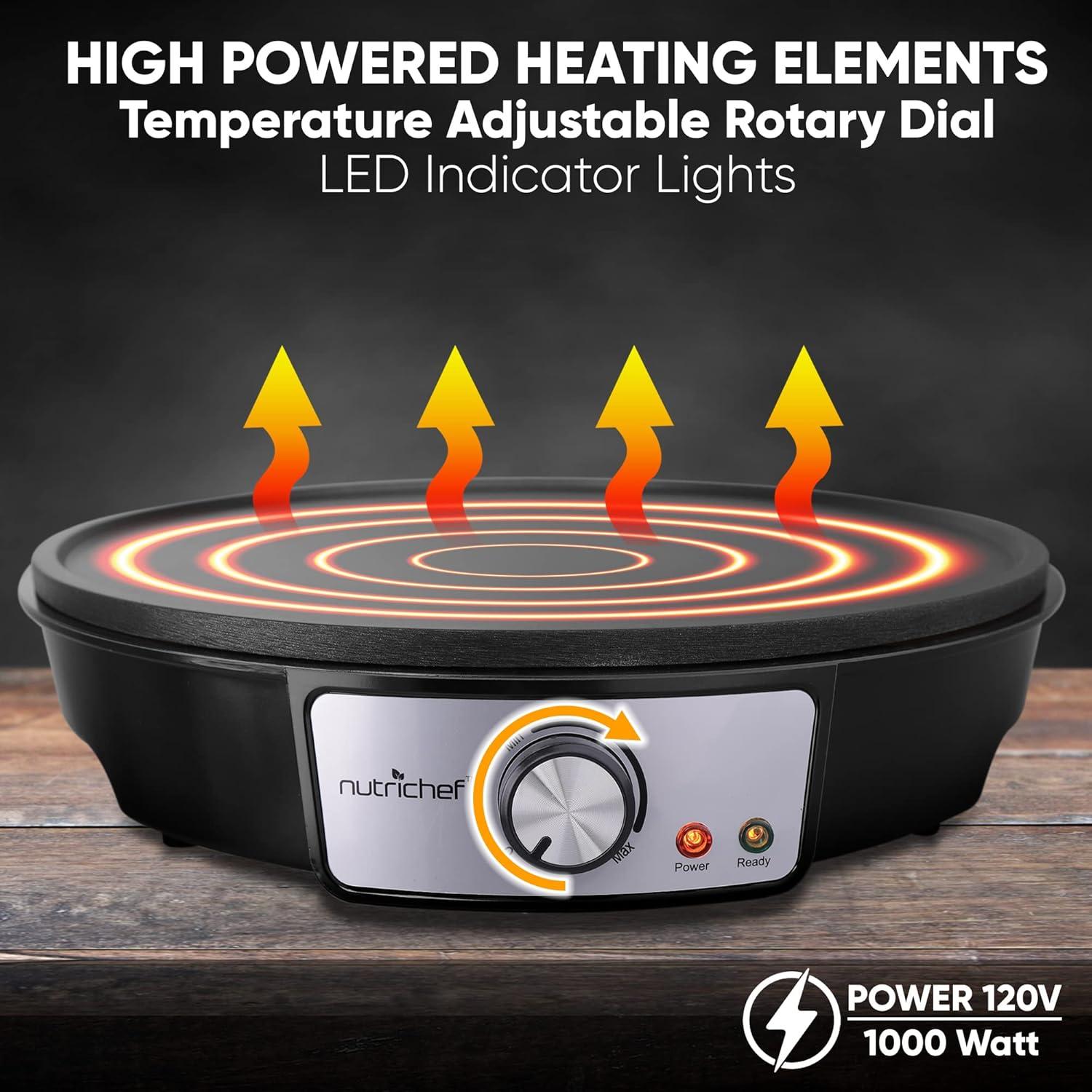 Horno Eléctrico NutriChef PCRM12 para Crepas 30 cm Antiadherente