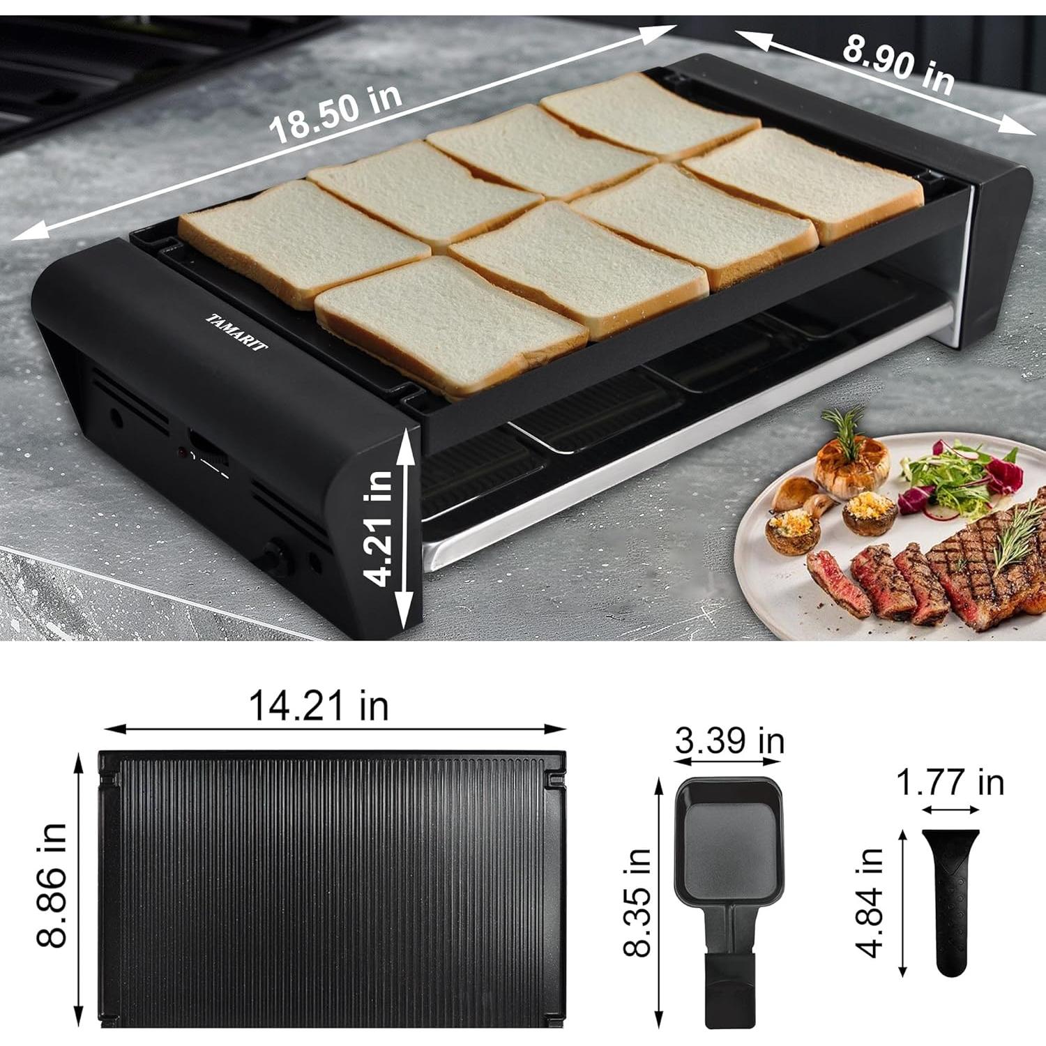 Parrilla Raclette TAMARIT 2 en 1 1300W para 8 Personas