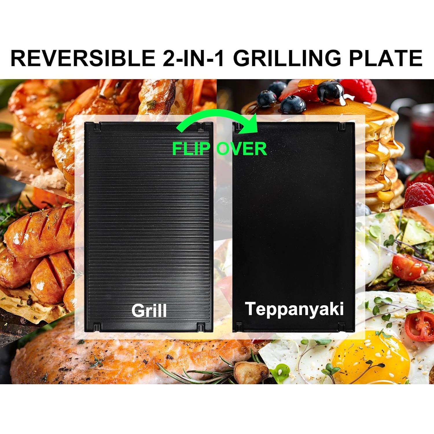 Parrilla Raclette TAMARIT 2 en 1 1300W para 8 Personas