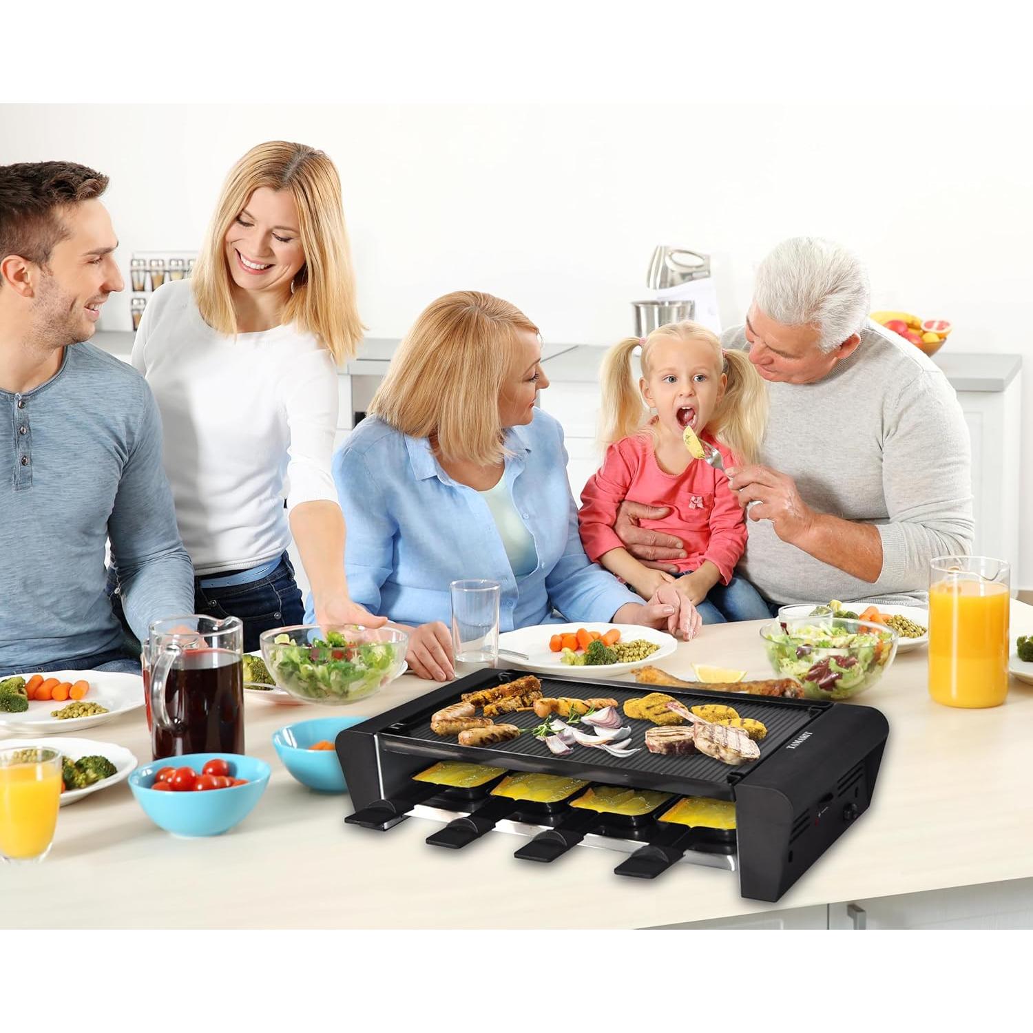 Parrilla Raclette TAMARIT 2 en 1 1300W para 8 Personas