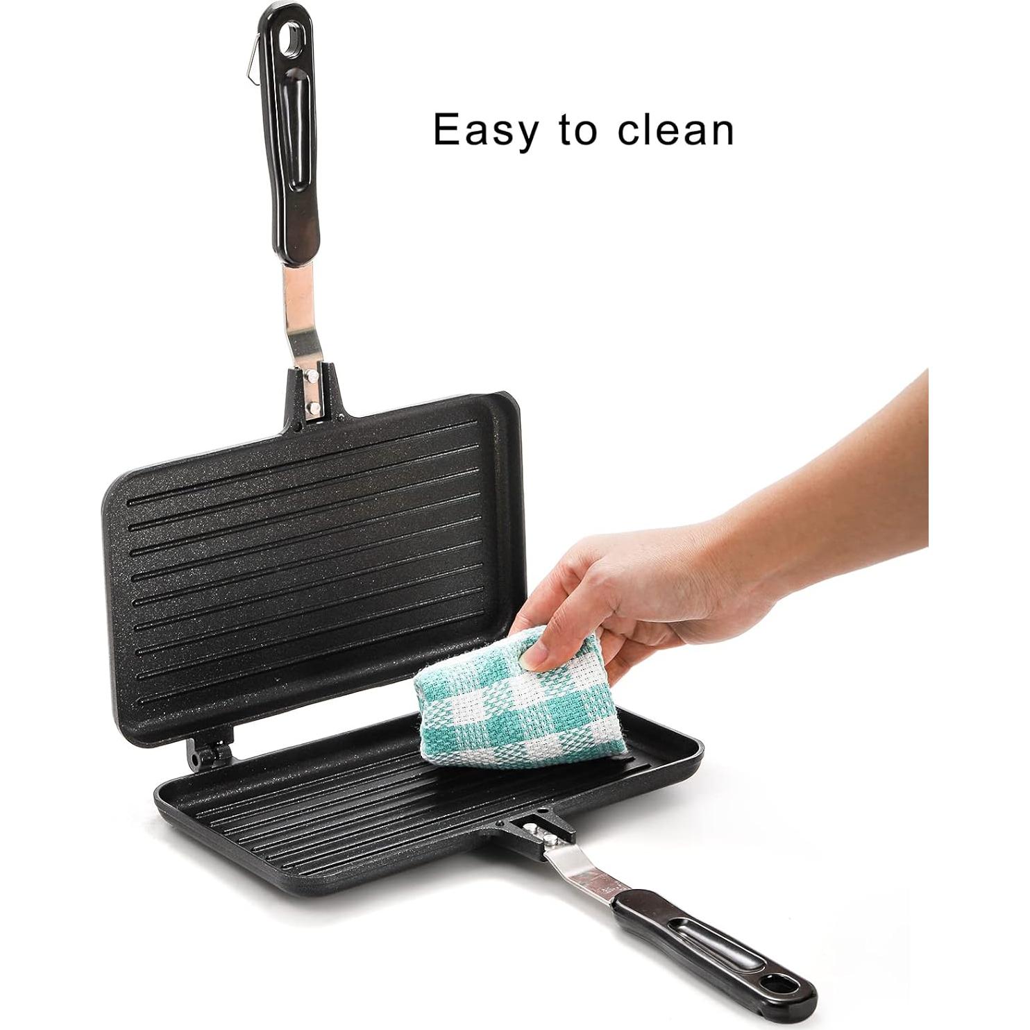 SOUJOY Sartén Grill Panini Antiadherente 23.9x14cm para Sándwiches