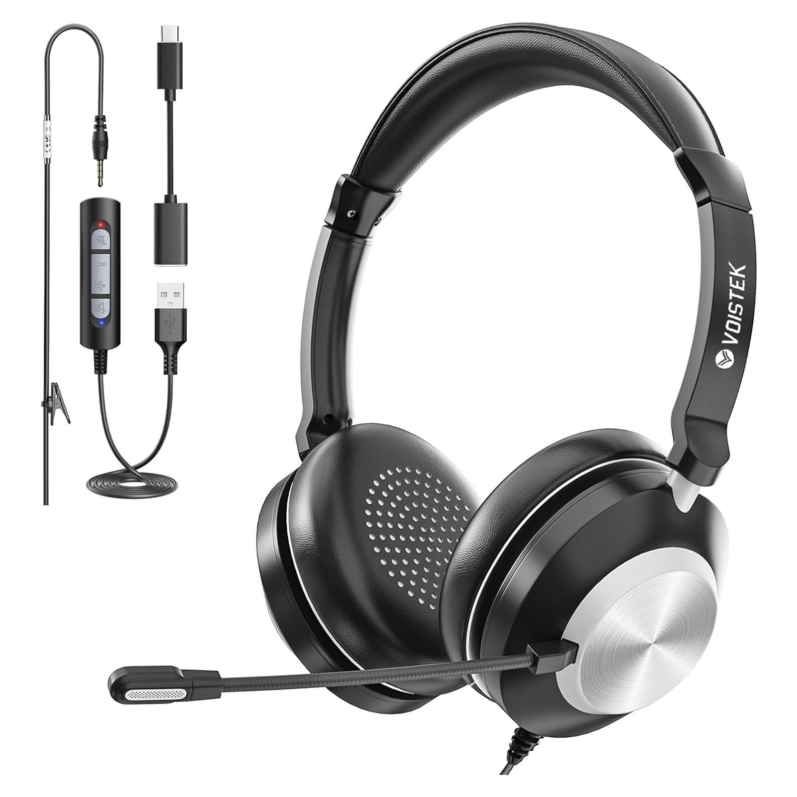 Auriculares Voistek USB con micrófono y cancelación de ruido