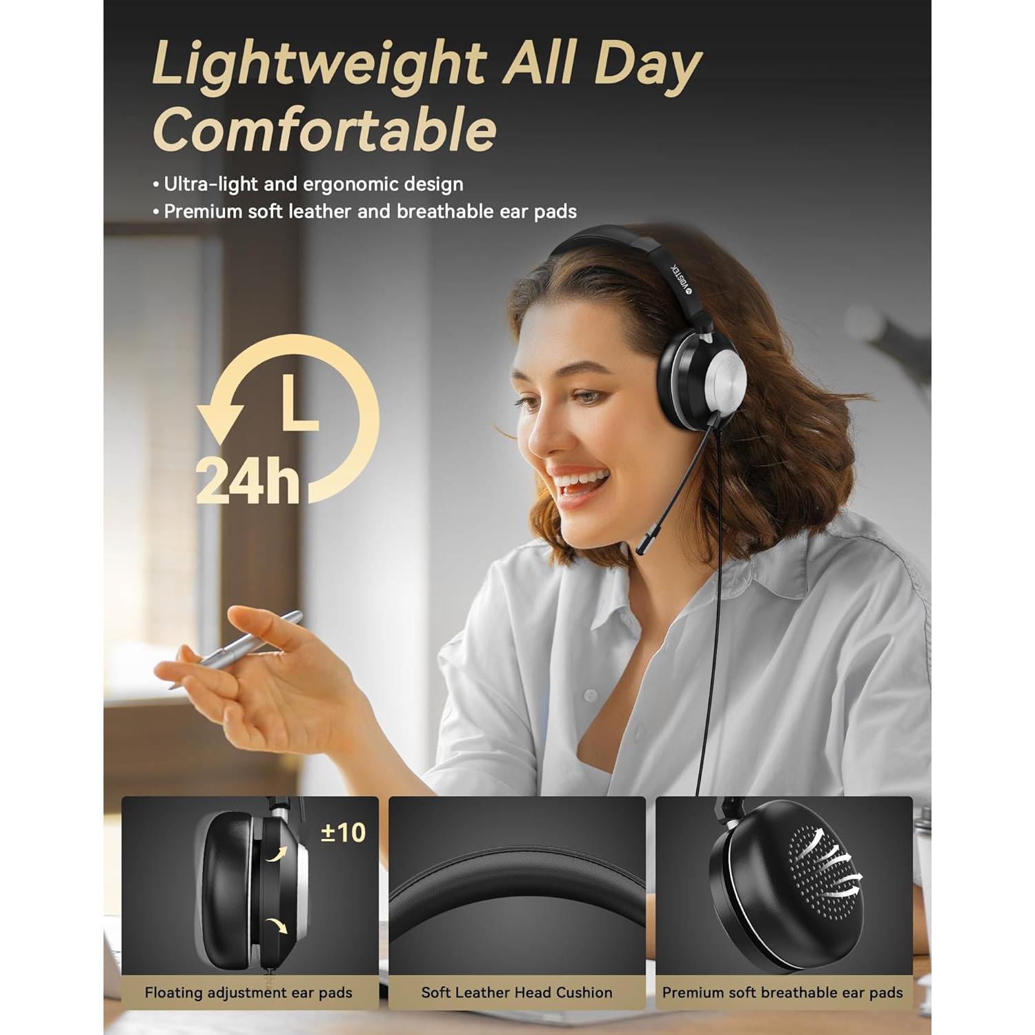 Auriculares Voistek USB con micrófono y cancelación de ruido