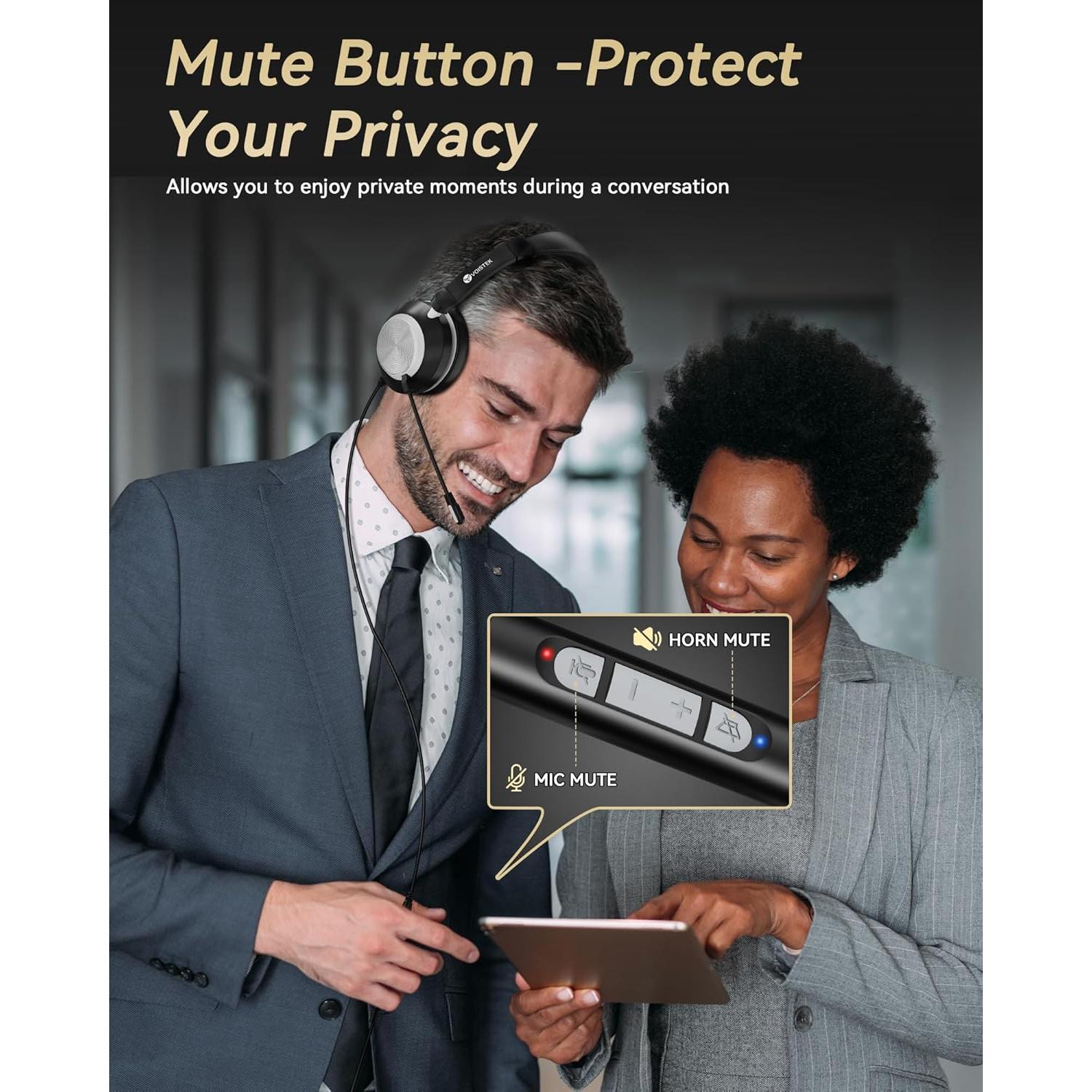 Auriculares Voistek USB con micrófono y cancelación de ruido