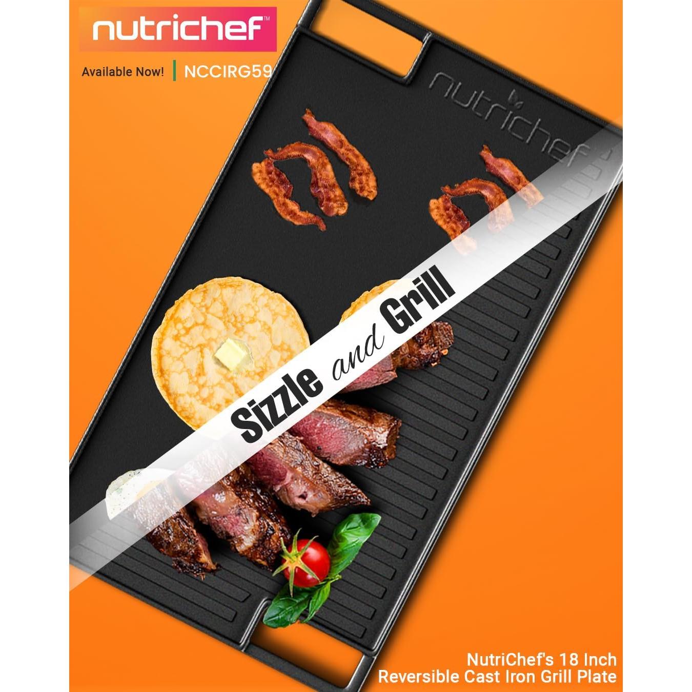 Placa de Parrilla Reversible NutriChef 45.72x25.4cm Hierro Fundido