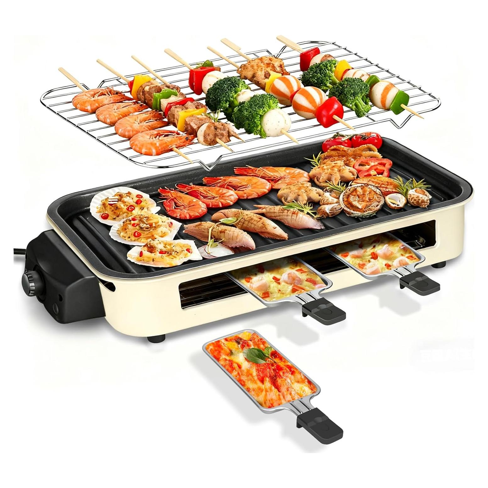 Parrilla Eléctrica Interior 1500W YOHAWJAN 2 en 1 Sin Humo