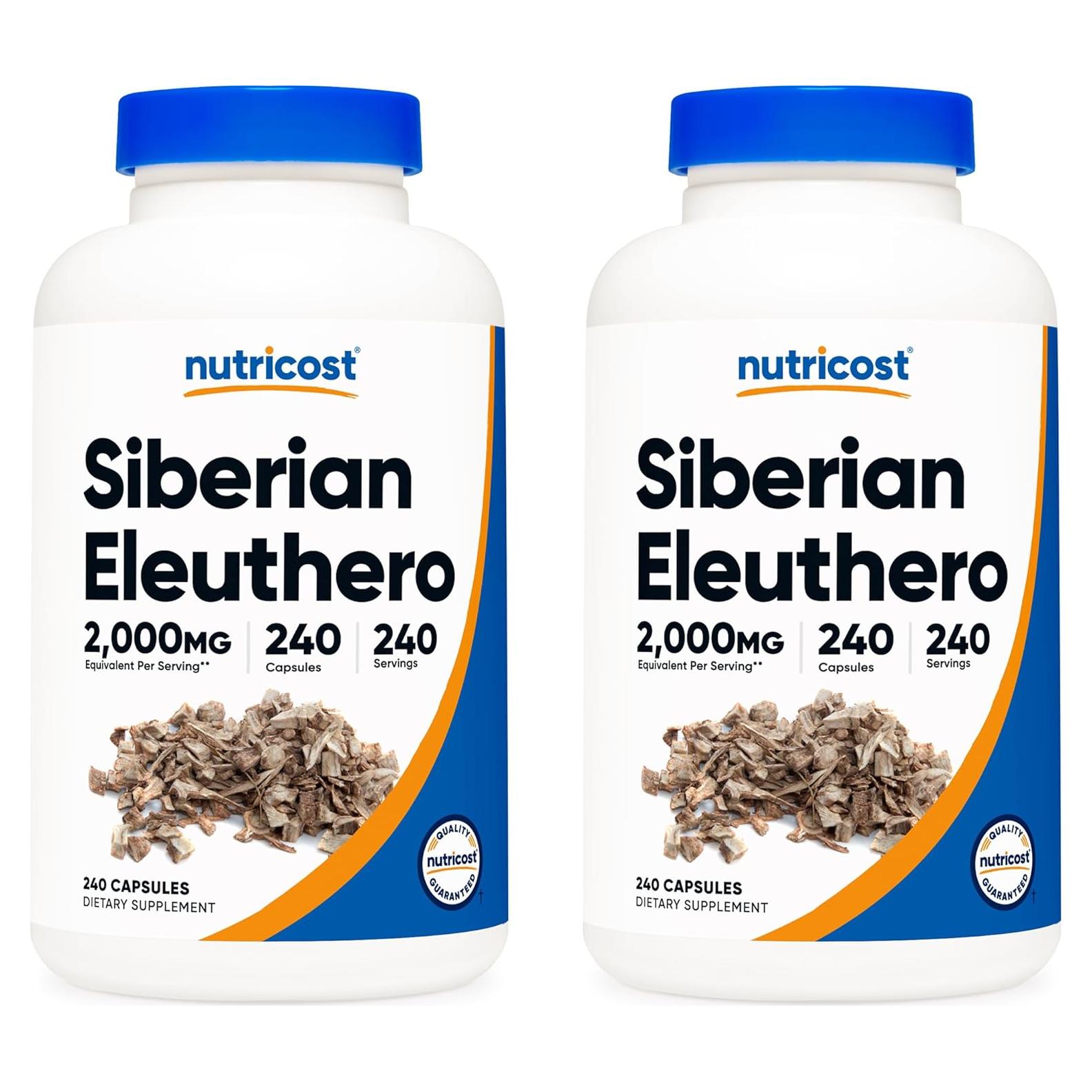 Nutricost Eleuthero Siberiano 500mg - 240 Cápsulas (2 Botellas) - Sin Gluten