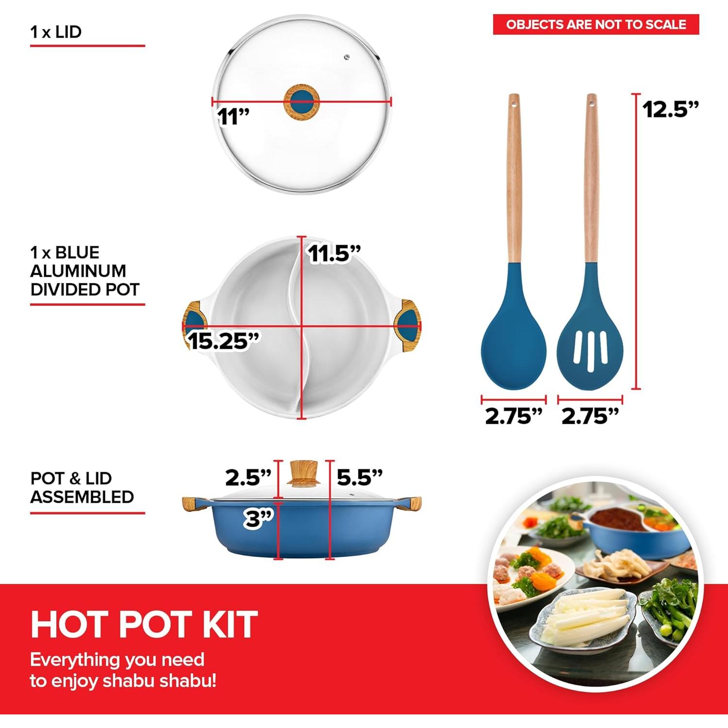 Olla Dividida Antiadherente Innovaciones Modernas 5L Azul