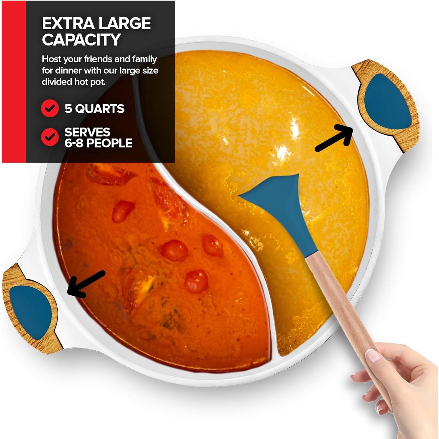 Olla Dividida Antiadherente Innovaciones Modernas 5L Azul