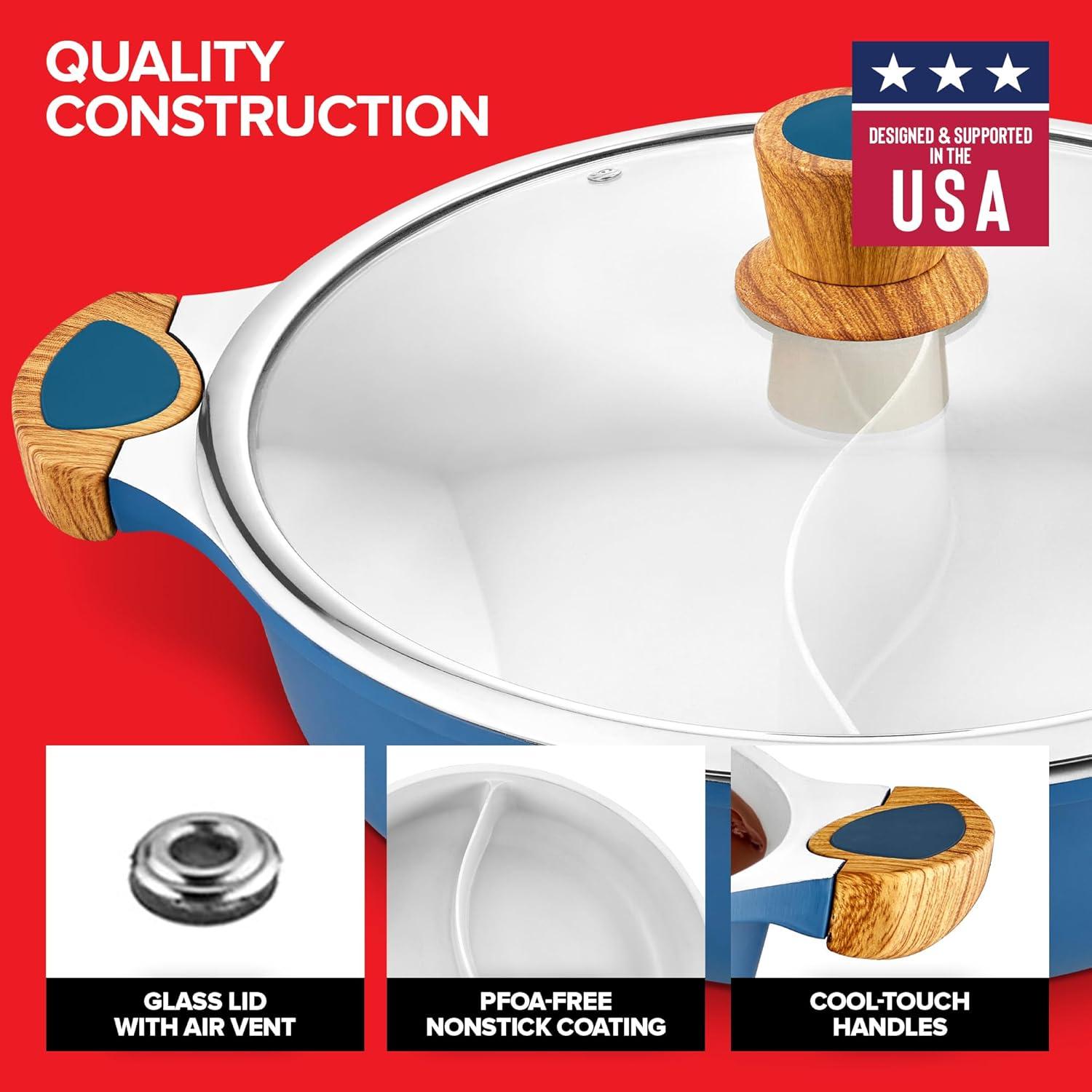 Olla Dividida Antiadherente Innovaciones Modernas 5L Azul