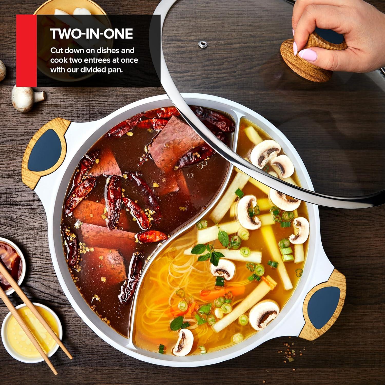 Olla Dividida Antiadherente Innovaciones Modernas 5L Azul