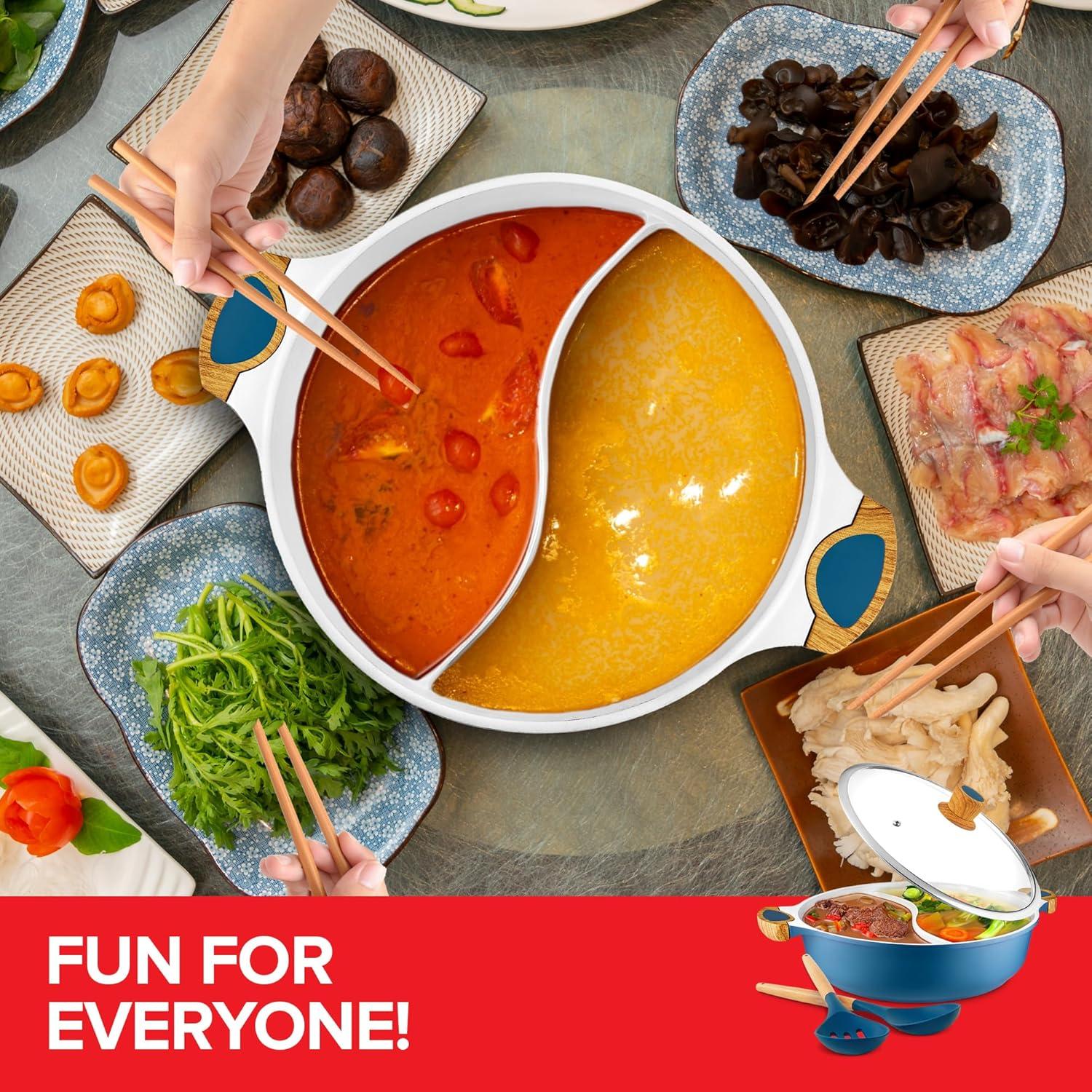 Olla Dividida Antiadherente Innovaciones Modernas 5L Azul