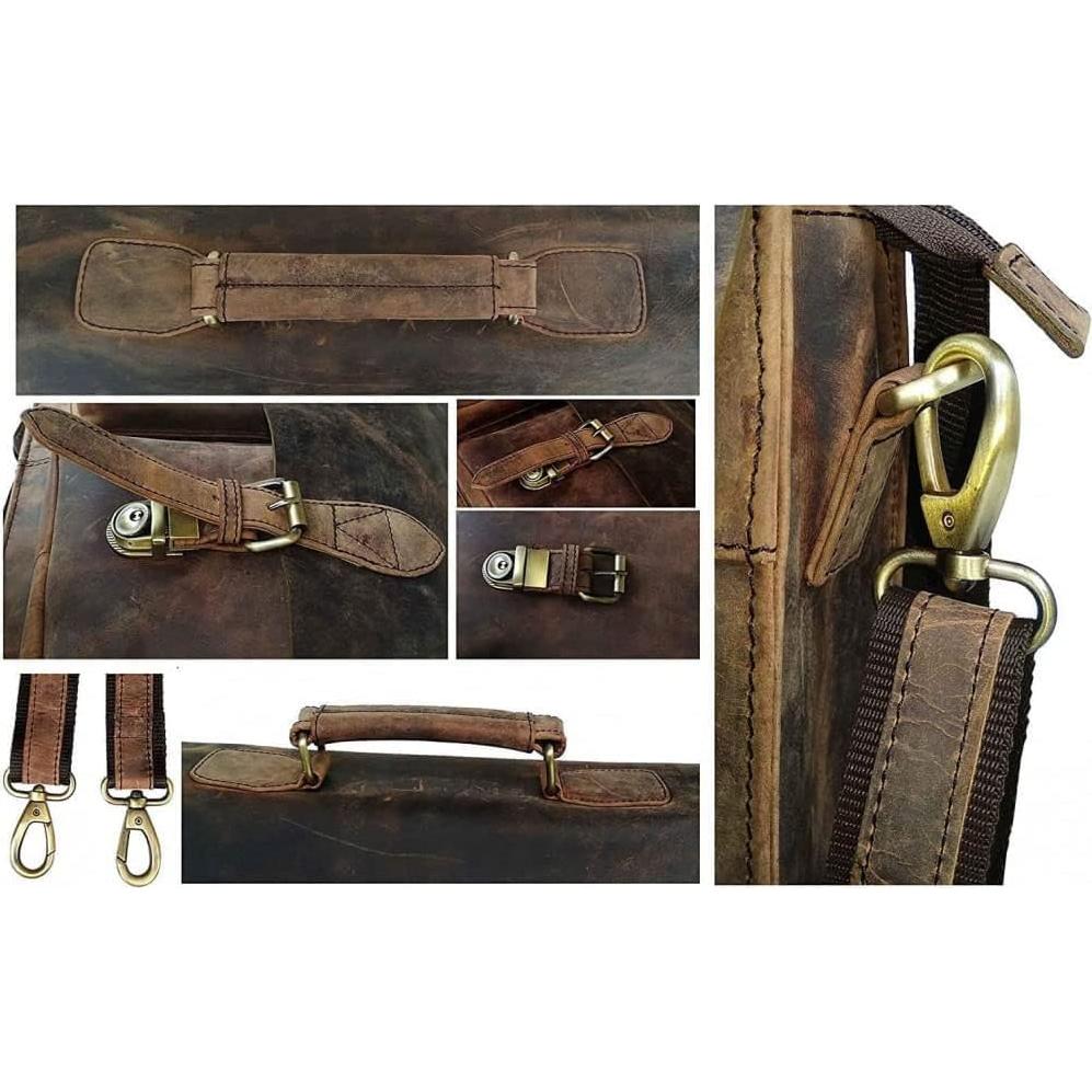 Bolsa Mensajera de Cuero Vintage Hecha a Mano para Laptop 45.72 cm