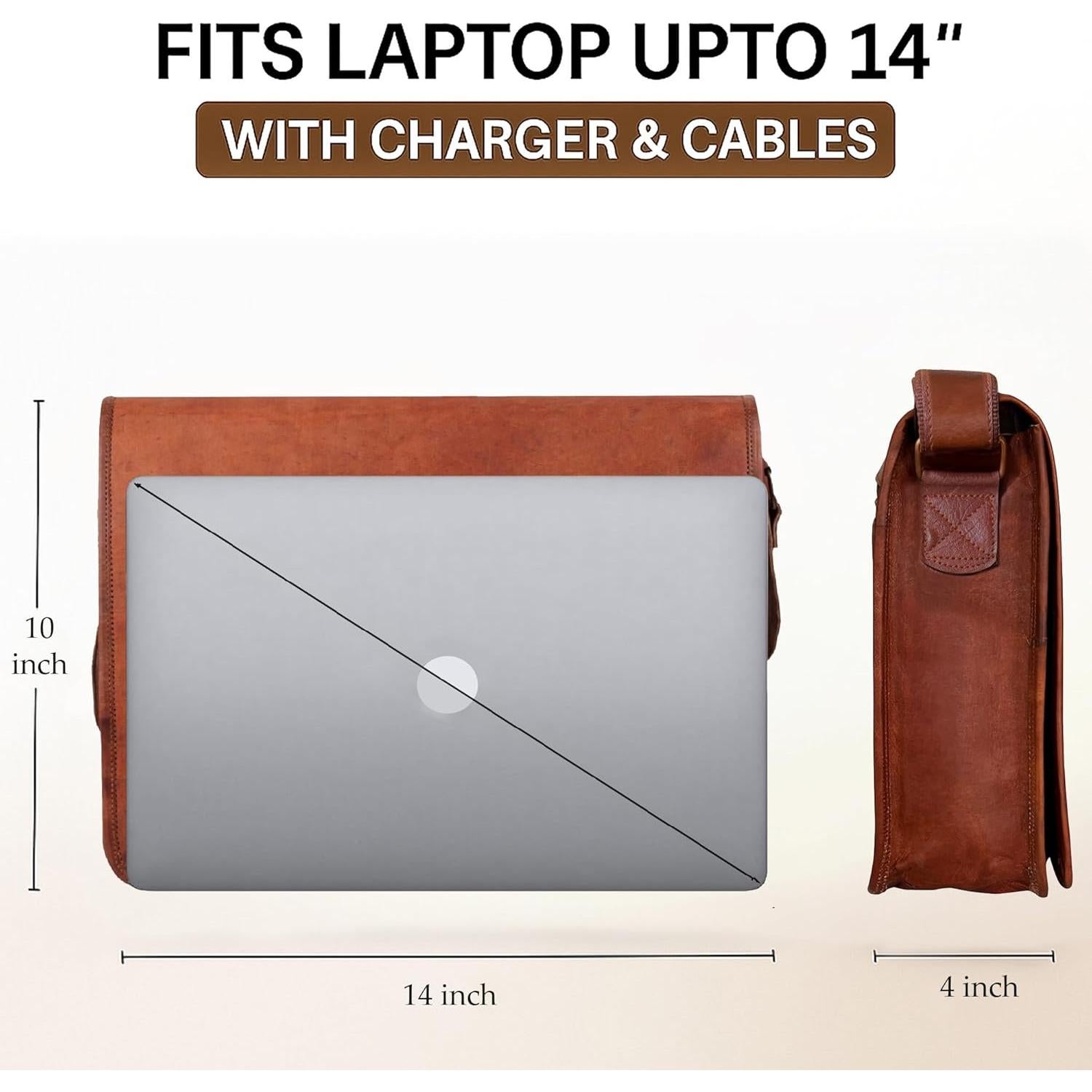 Bolsa Mensajero de Cuero Rustic Town 14" para Laptop 13.3"