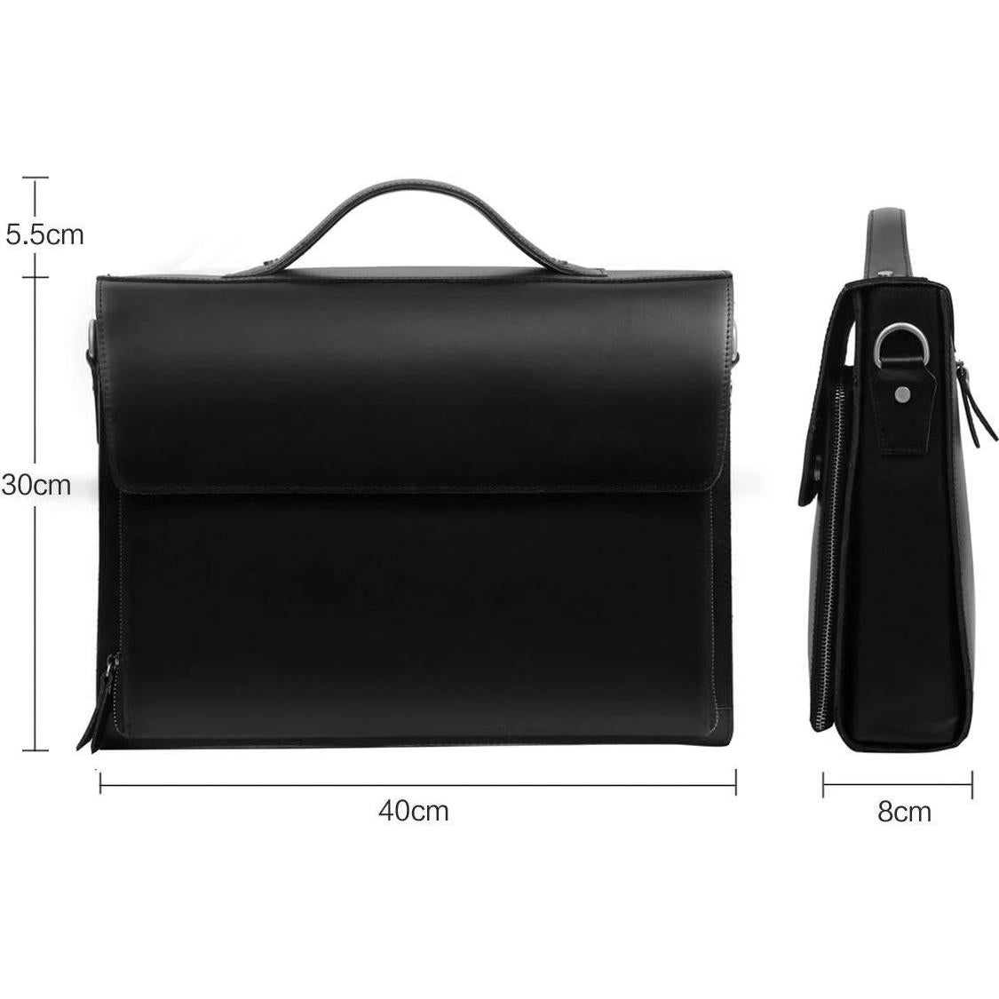 Maletín de Cuero Leathario para Laptop 14" Negro